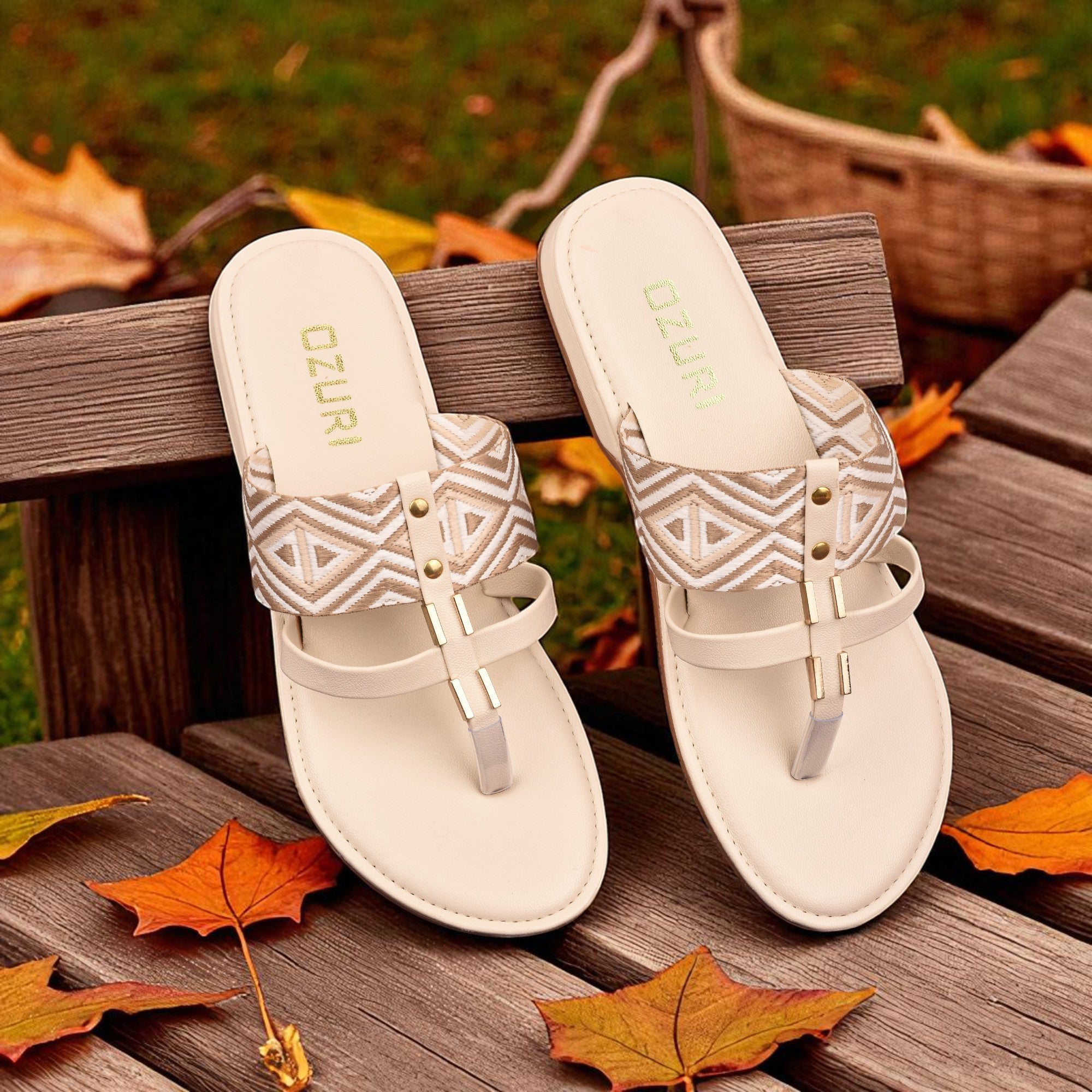 OZURI Women’s Ethnic Embroidered Flats – Stylish & Comfortable Daily Wear Sandals(10603)