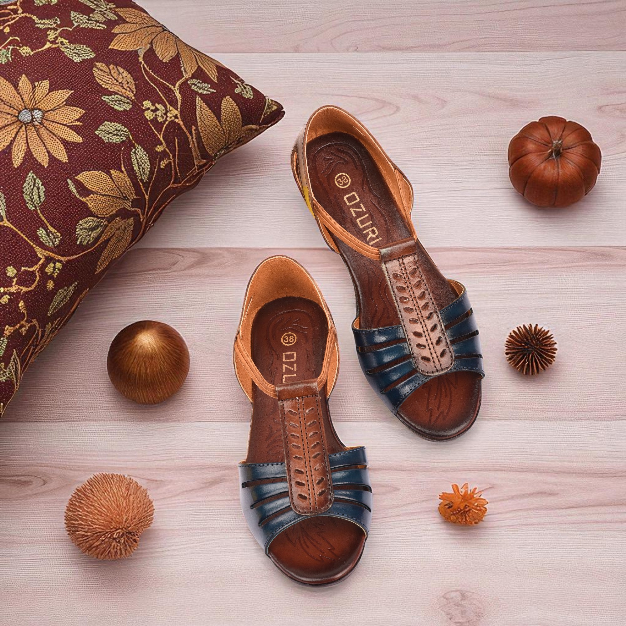 Ozuri Women’s Comfort Leatherette Flat Sandals