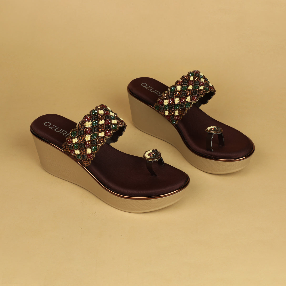 Maahi Embellished Toe Ring Wedges