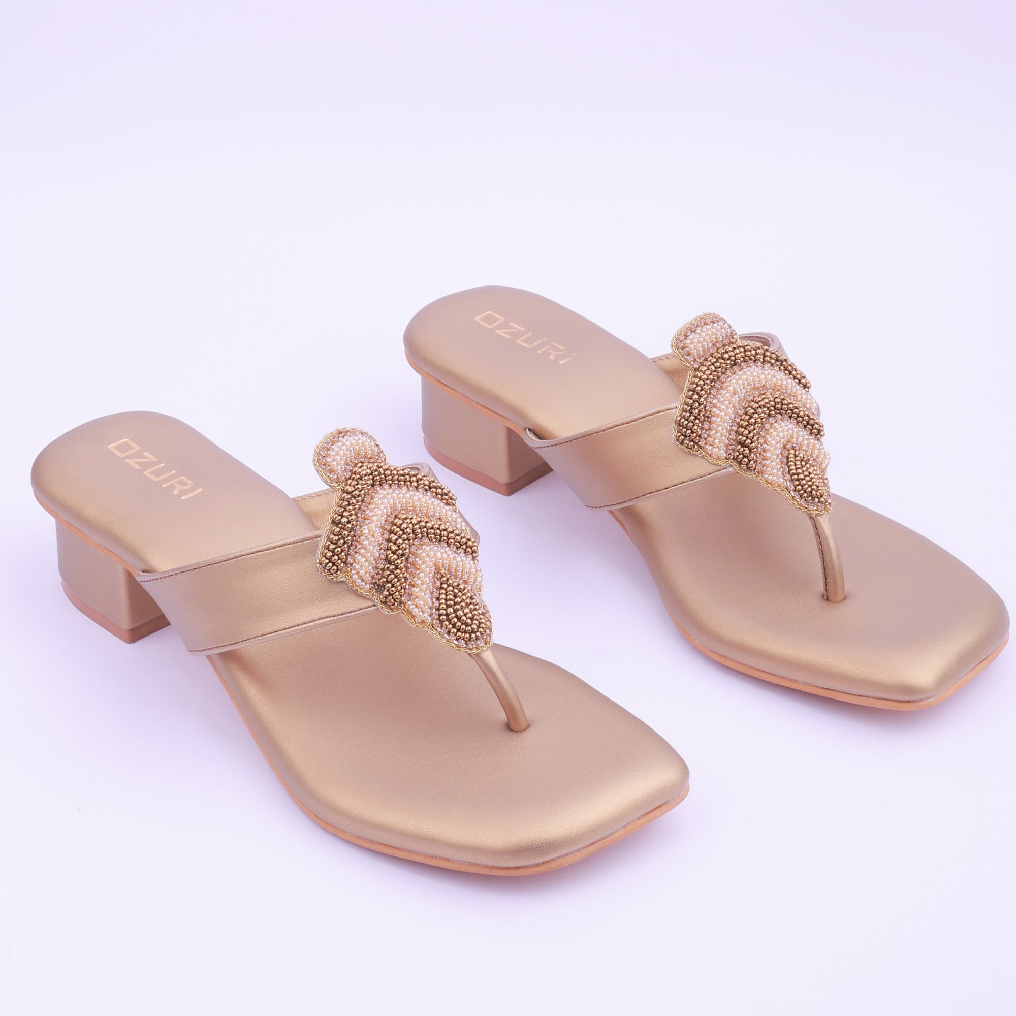 Embellished Toe Ring Block Heel Sandals for Women
