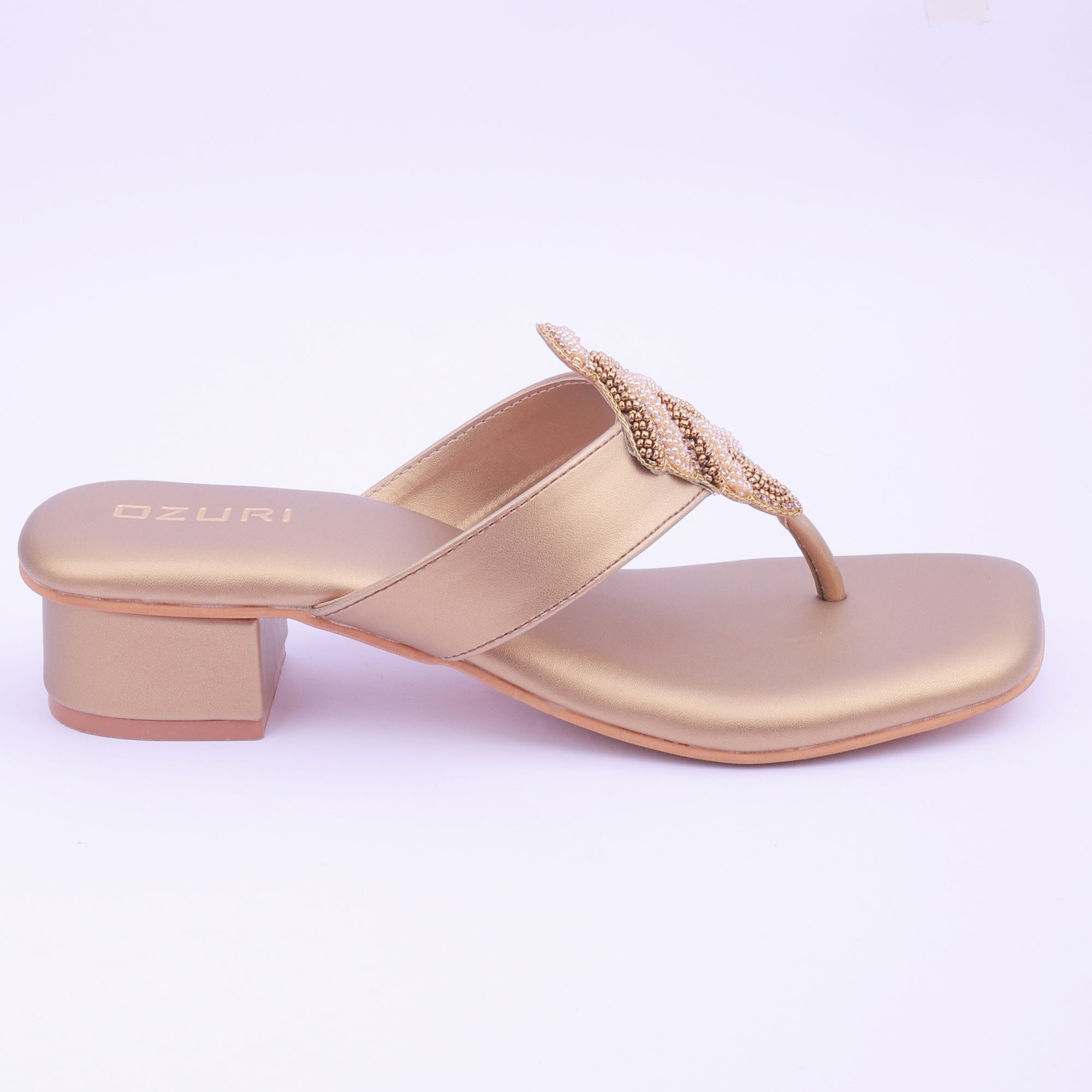Embellished Toe Ring Block Heel Sandals for Women