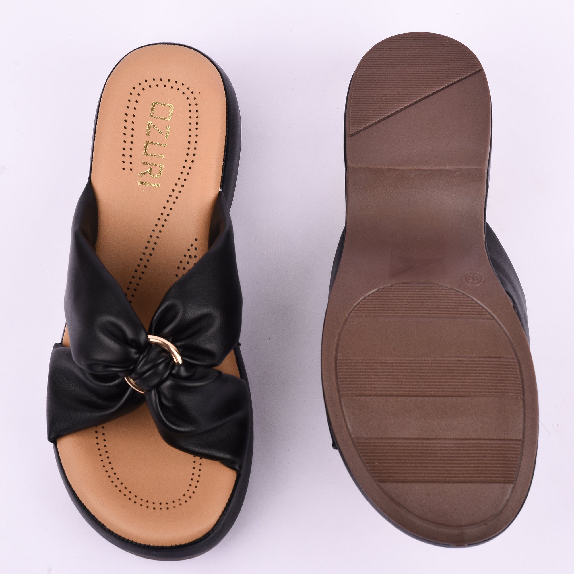 Ozuri Women’s Beige Bow Slip-On Wedges – Stylish & Comfortable Daily Wear