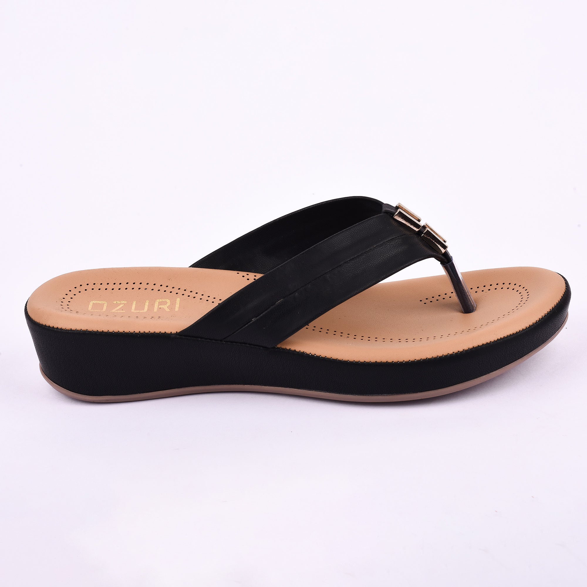 Ozuri Women’s Black Comfort Toe-Ring Flats – Stylish Daily Wear Sandals