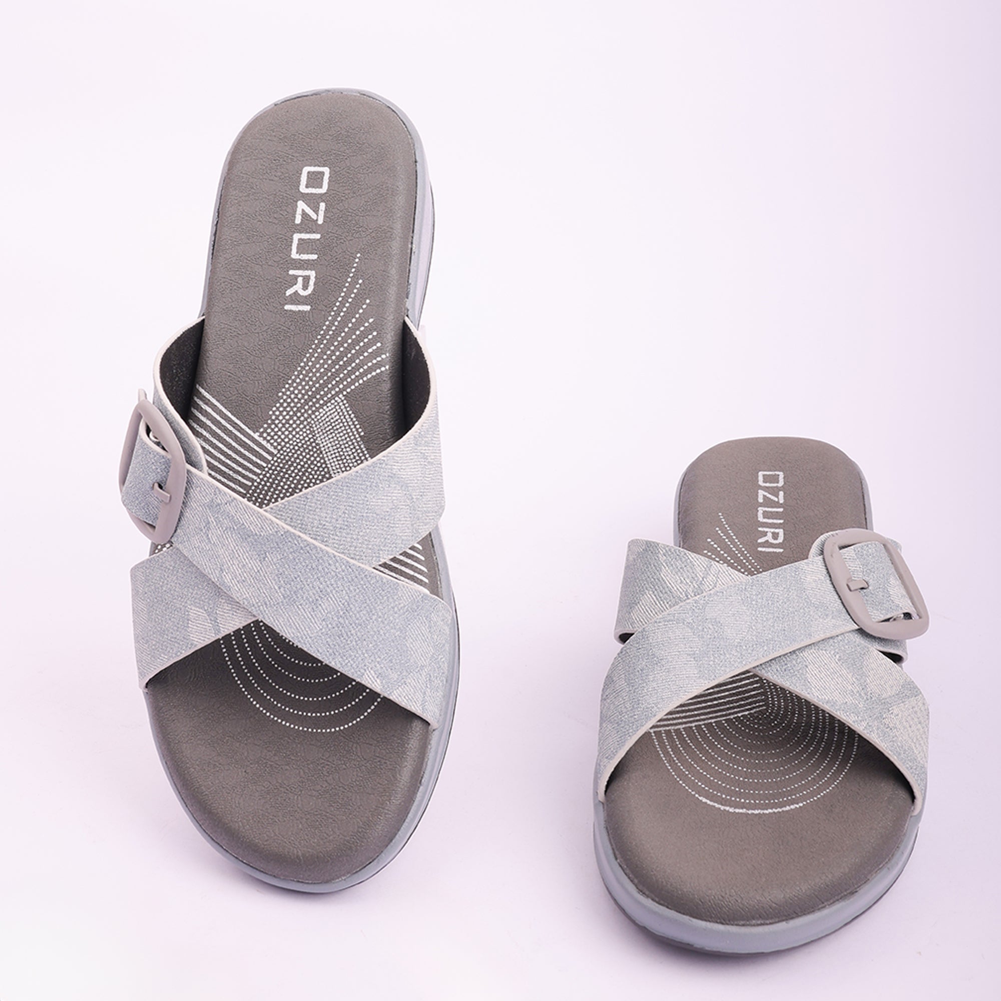 Comfort Fit Cross-Strap Wedge Sliders for Women
