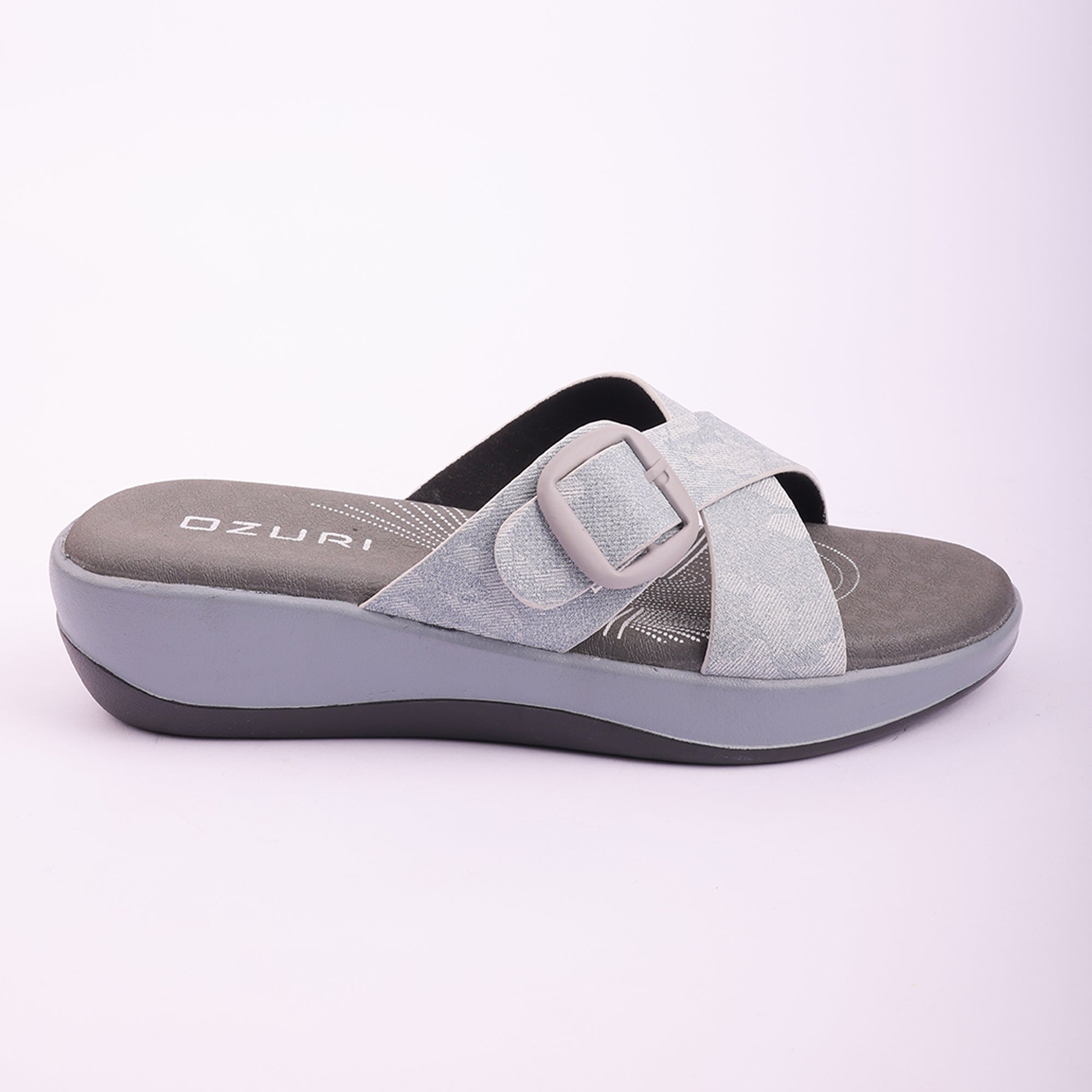 Comfort Fit Cross-Strap Wedge Sliders for Women