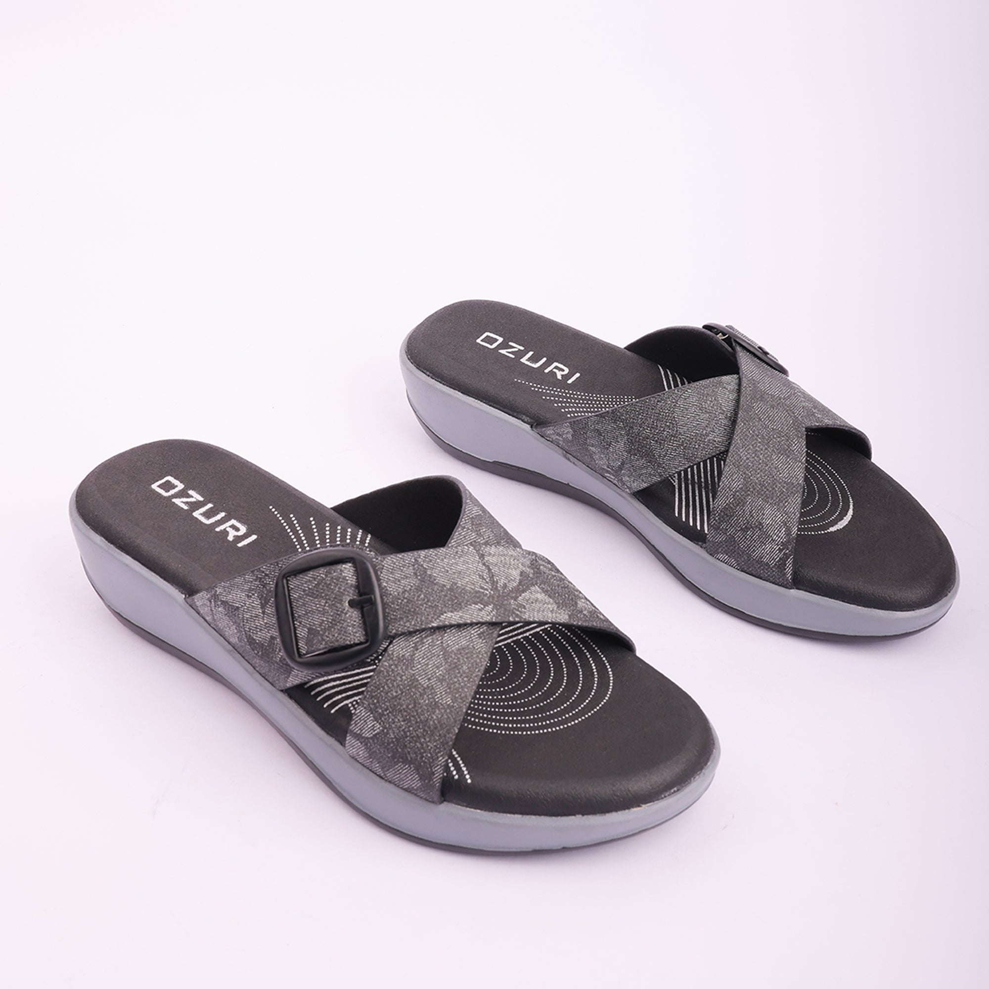 Comfort Fit Cross-Strap Wedge Sliders for Women