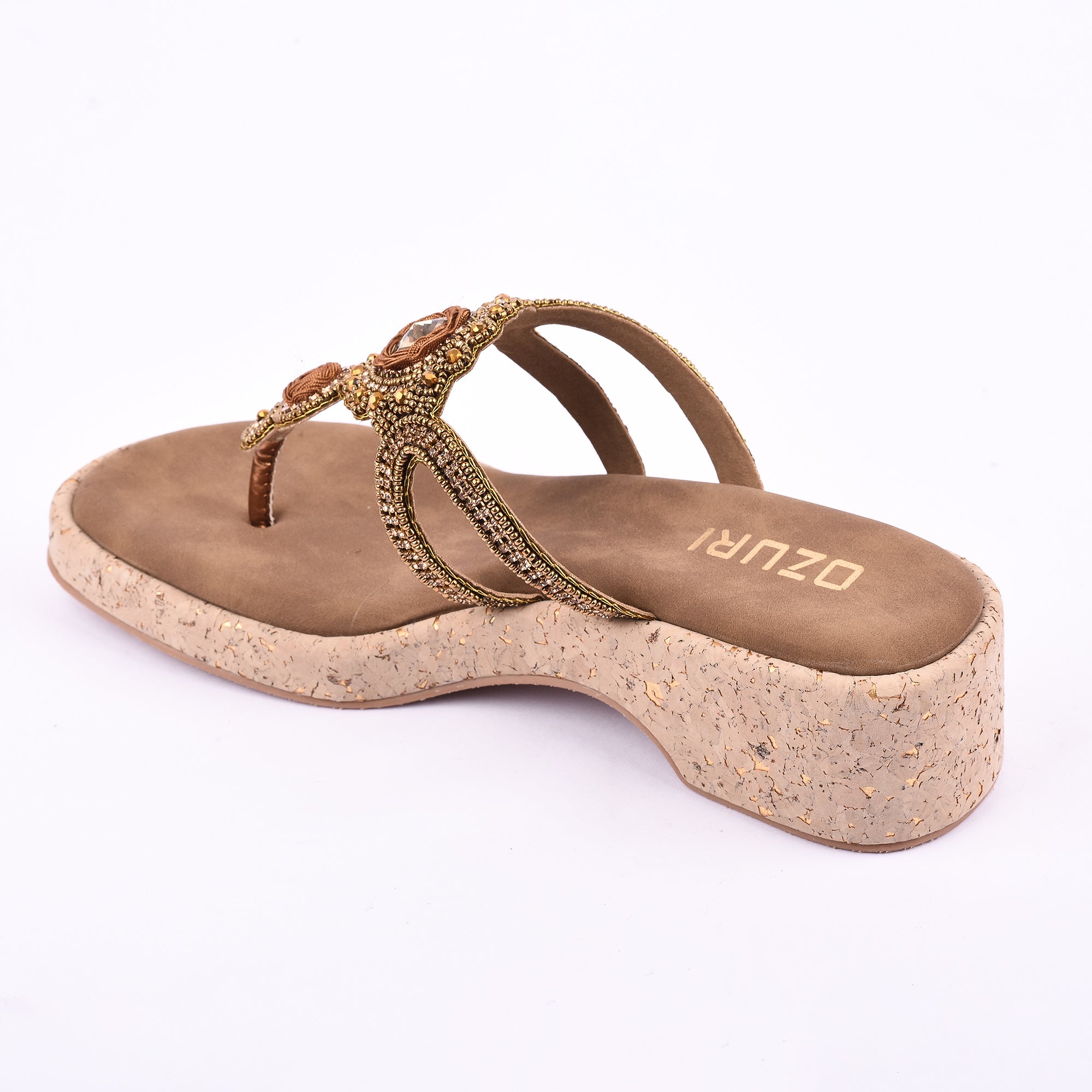 OZURI Women’s Embellished Wedge Sandals – Stylish & Comfortable Party Wear(11908)