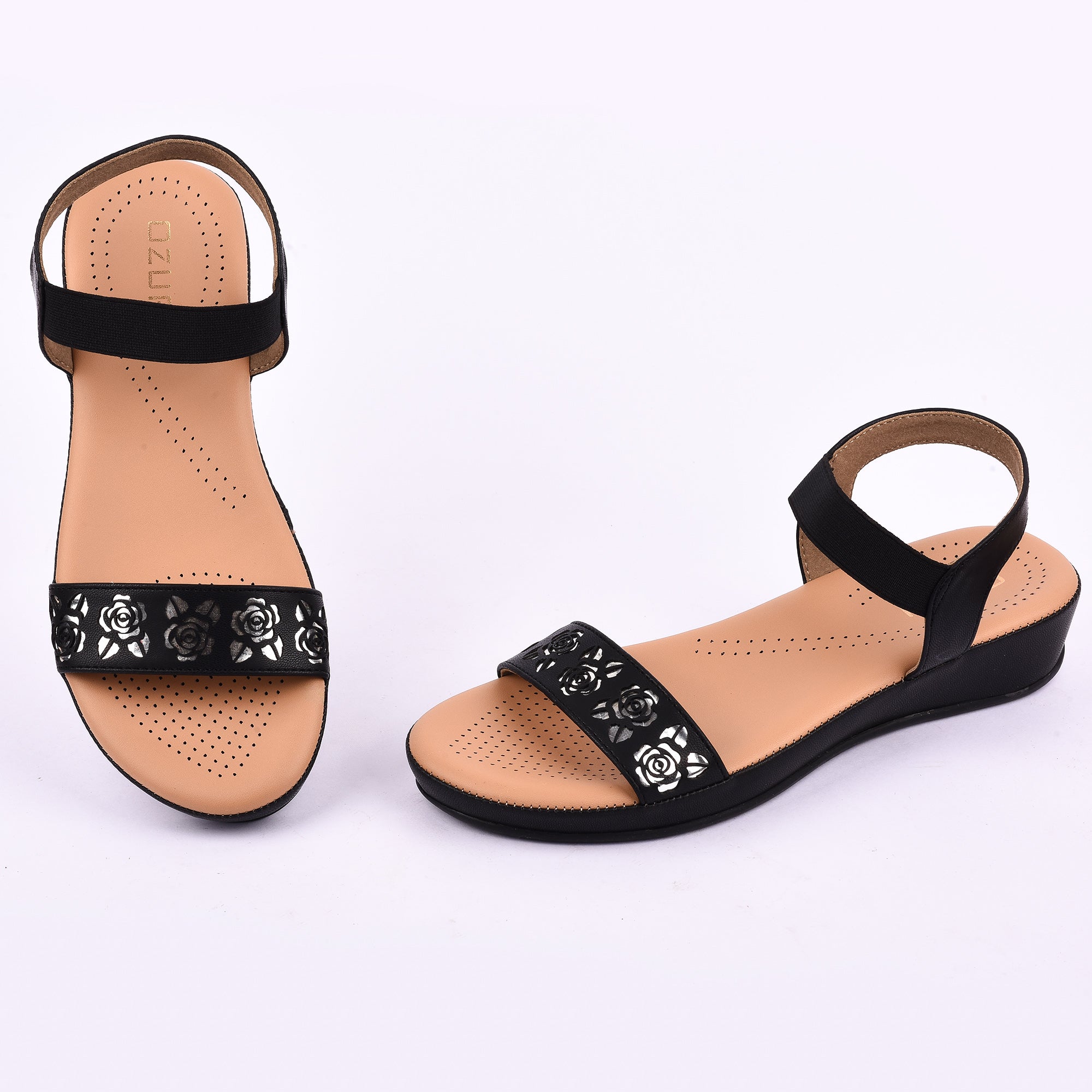 Floral Cutwork Wedge Sandal with Comfort Strap