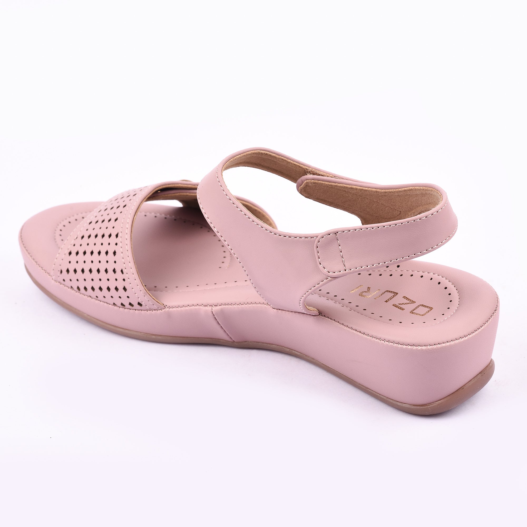 Comfort Wedge Sandal with Perforated Strap and Buckle Detail