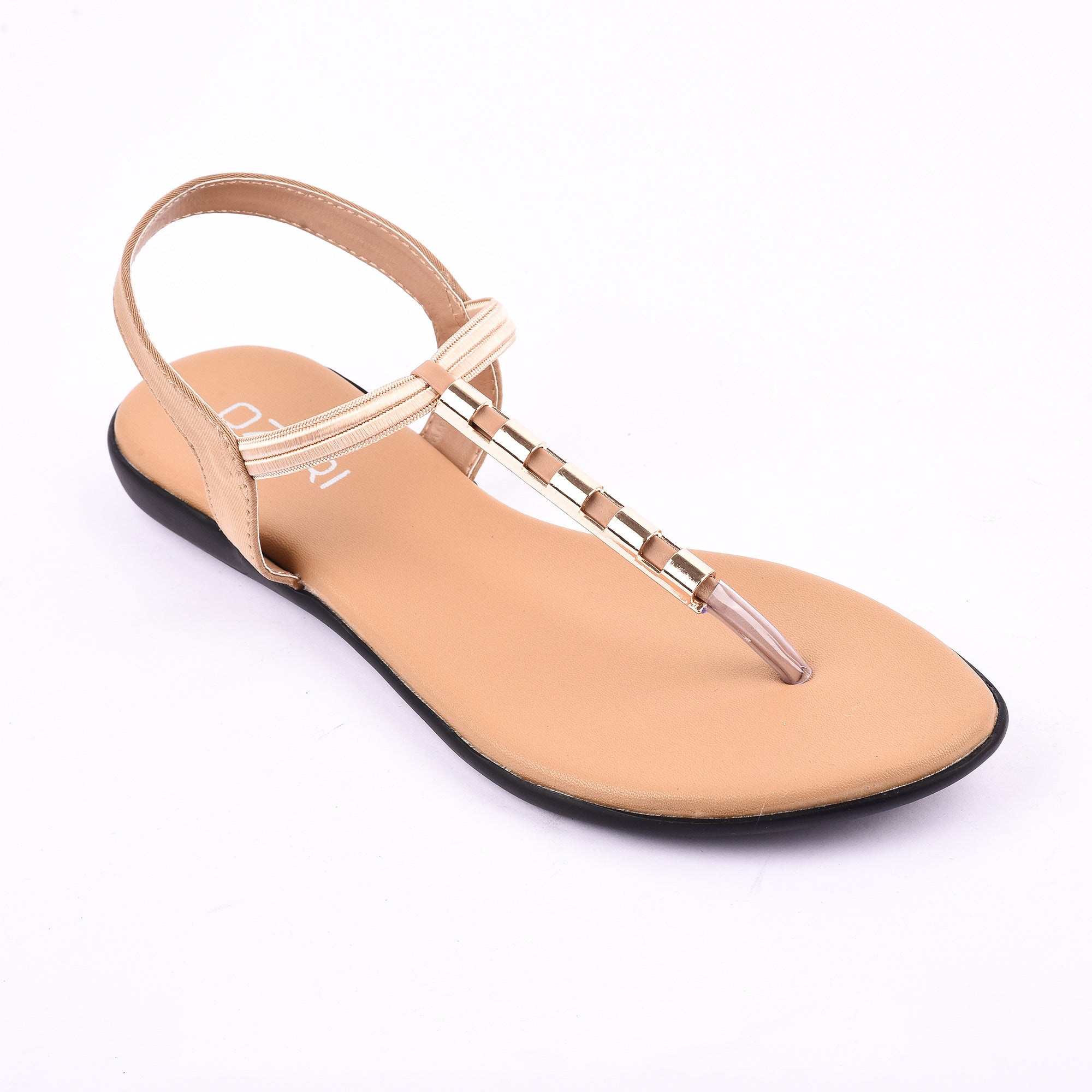 Elegant Elastic Strap Flat Sandal with Metallic Detailing