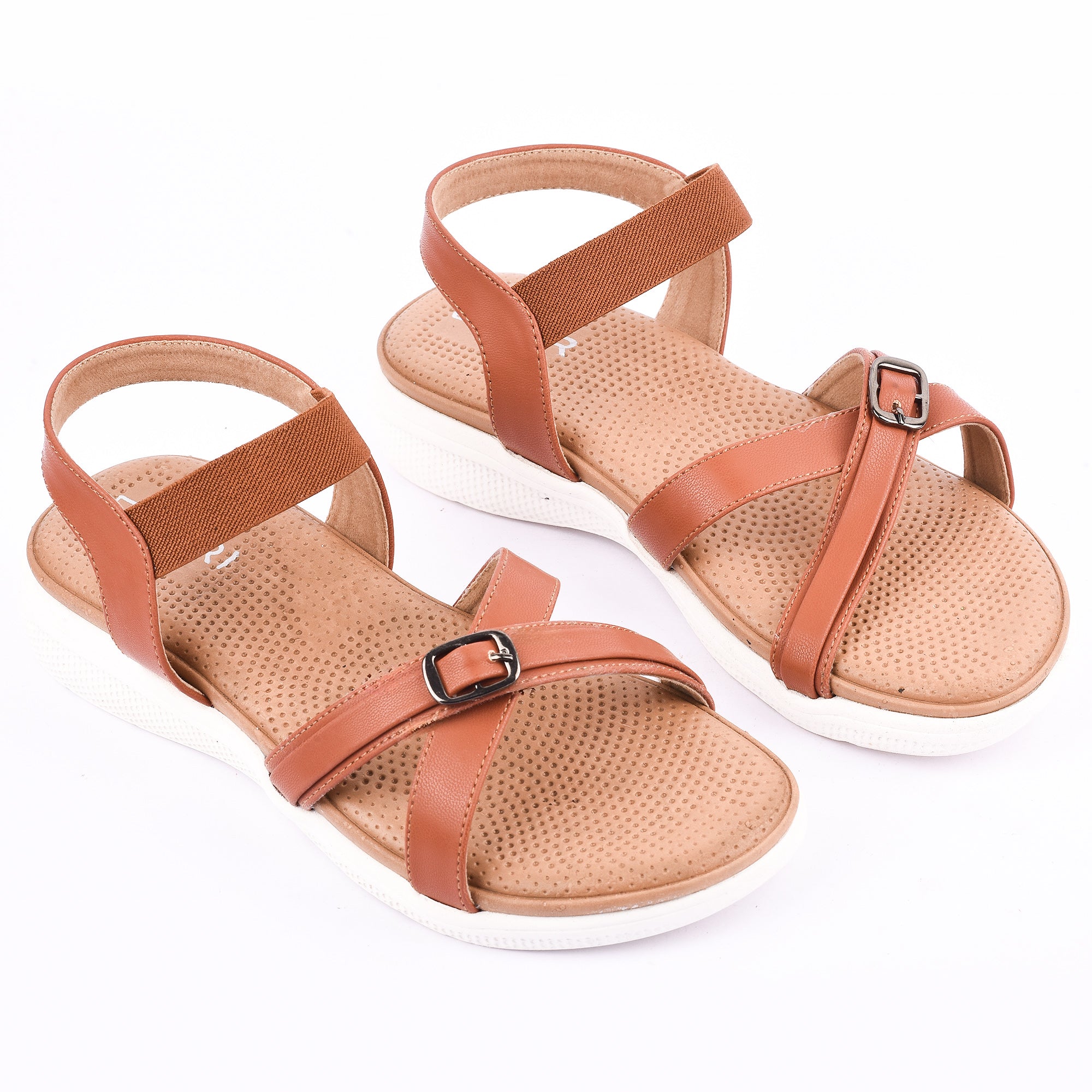 Women’s Casual Comfort Sandals with Elastic Strap and Buckle Detail