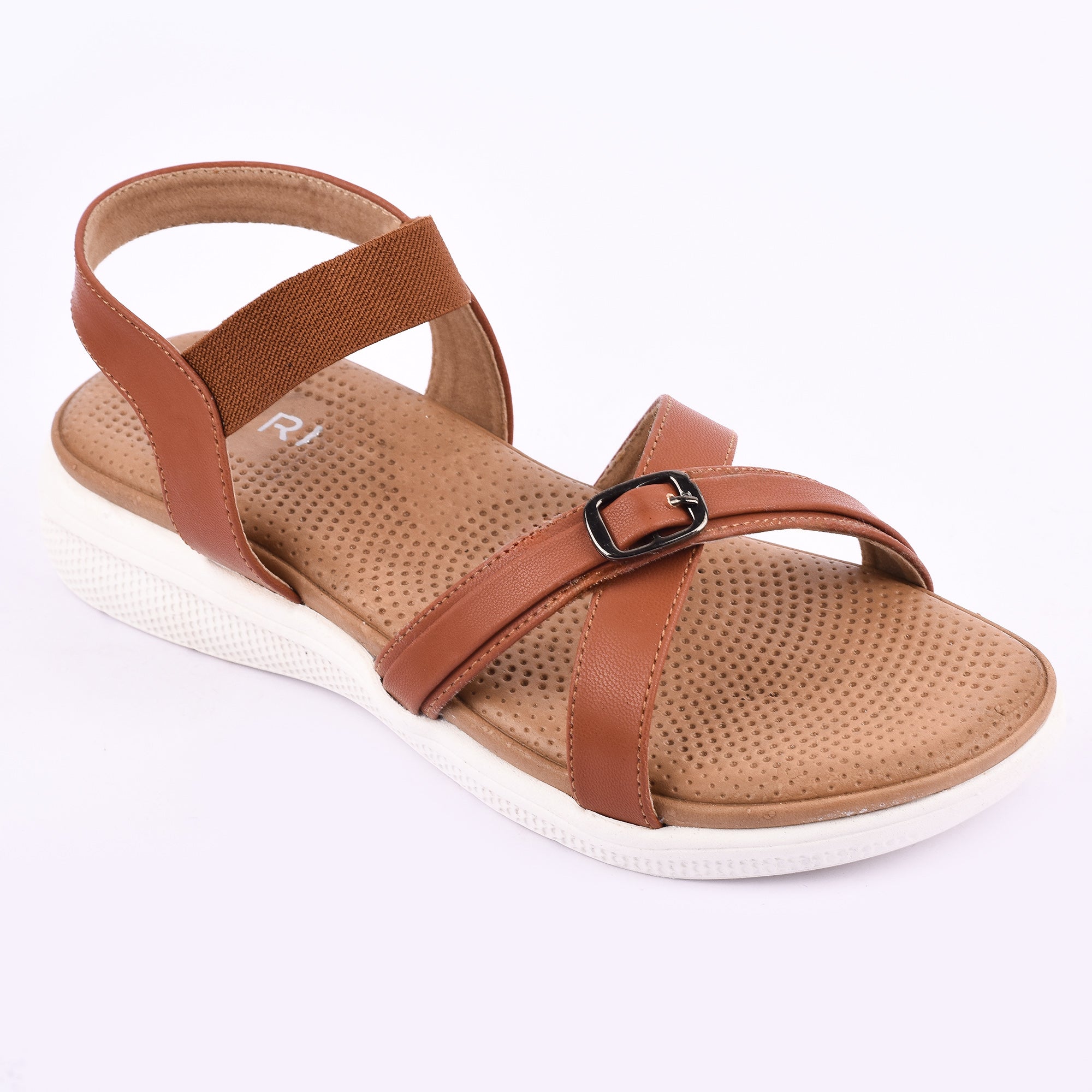Women’s Casual Comfort Sandals with Elastic Strap and Buckle Detail