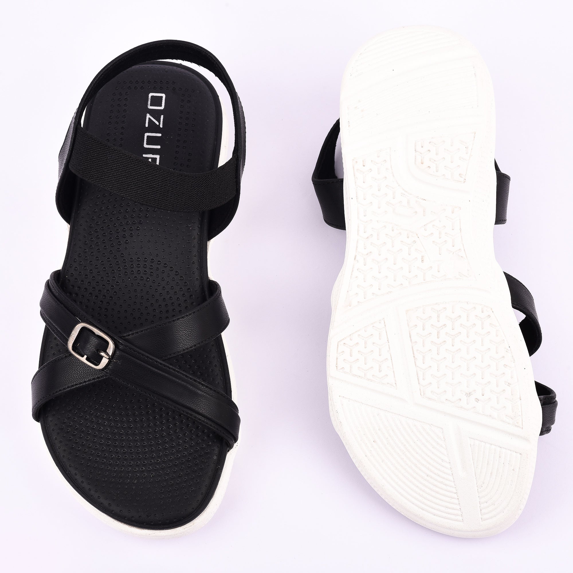 Women’s Casual Comfort Sandals with Elastic Strap and Buckle Detail