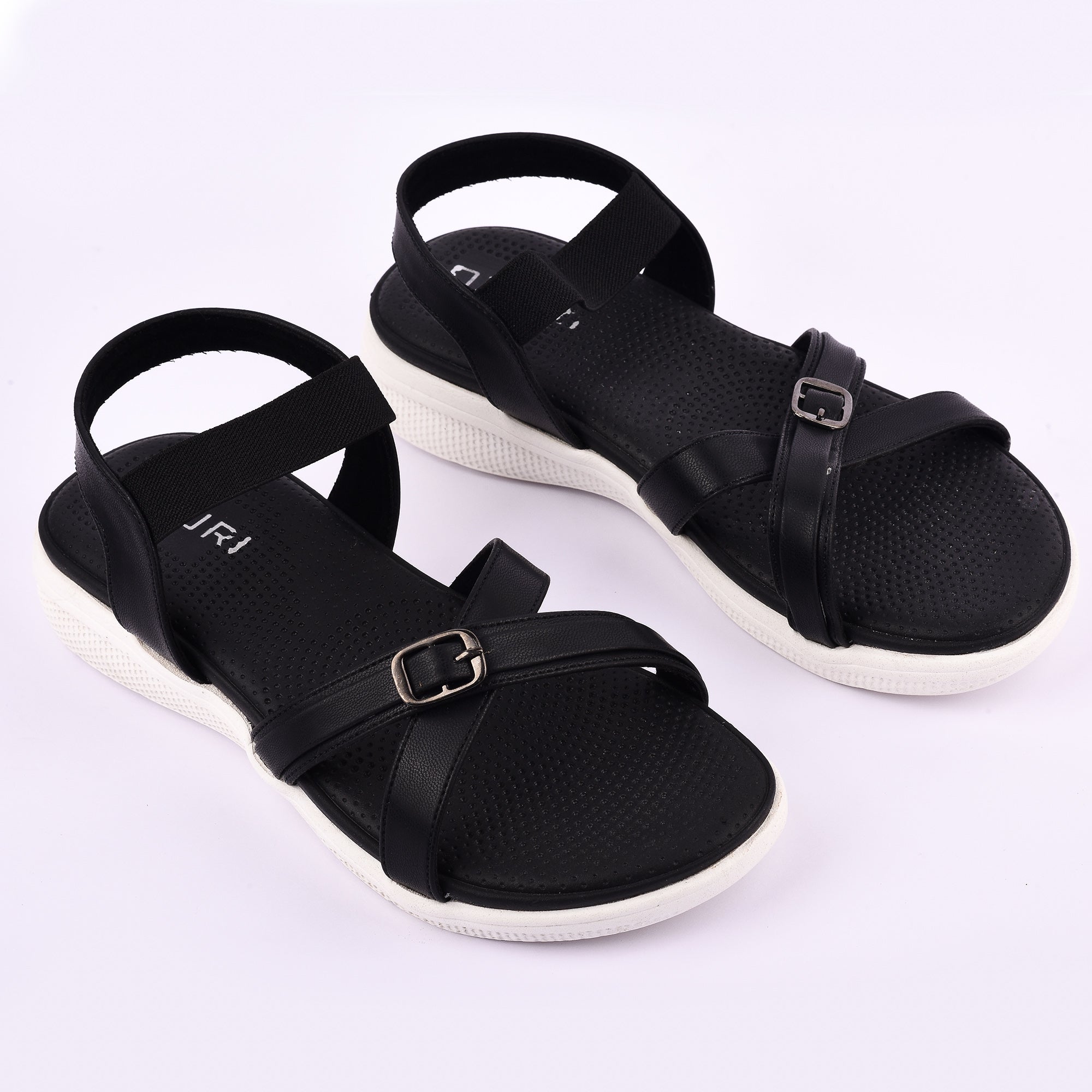 Women’s Casual Comfort Sandals with Elastic Strap and Buckle Detail