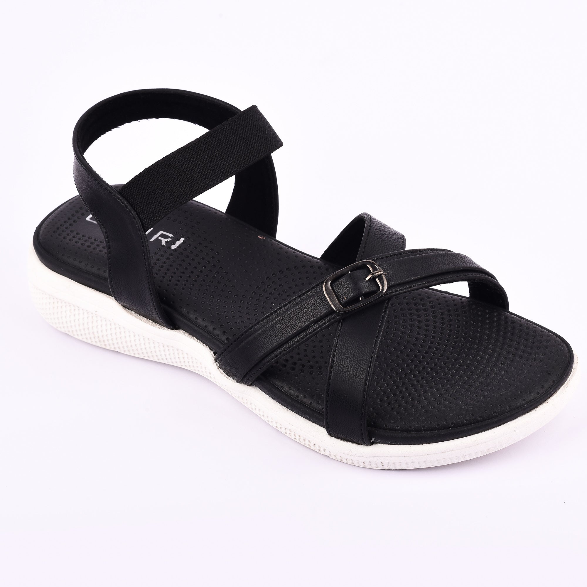 Women’s Casual Comfort Sandals with Elastic Strap and Buckle Detail