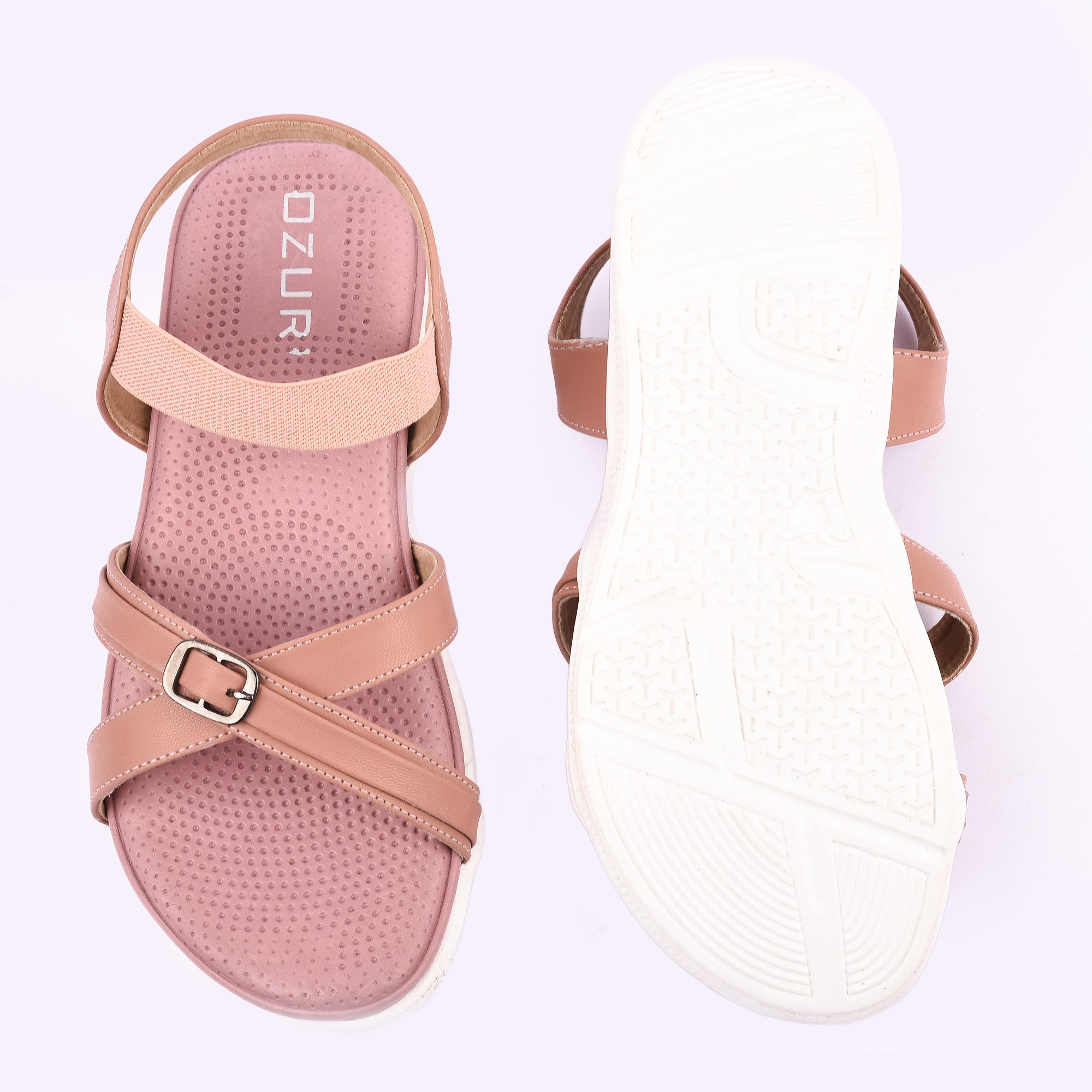 Women’s Casual Comfort Sandals with Elastic Strap and Buckle Detail
