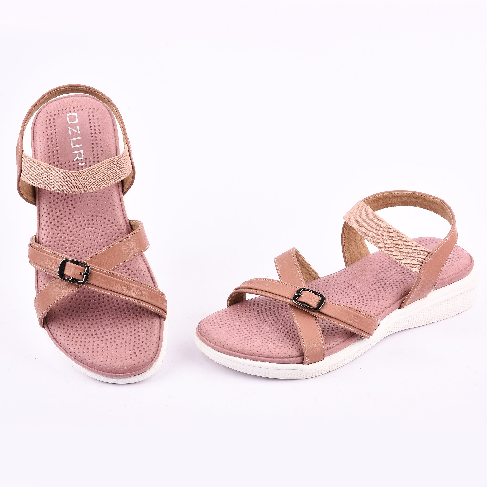 Women’s Casual Comfort Sandals with Elastic Strap and Buckle Detail
