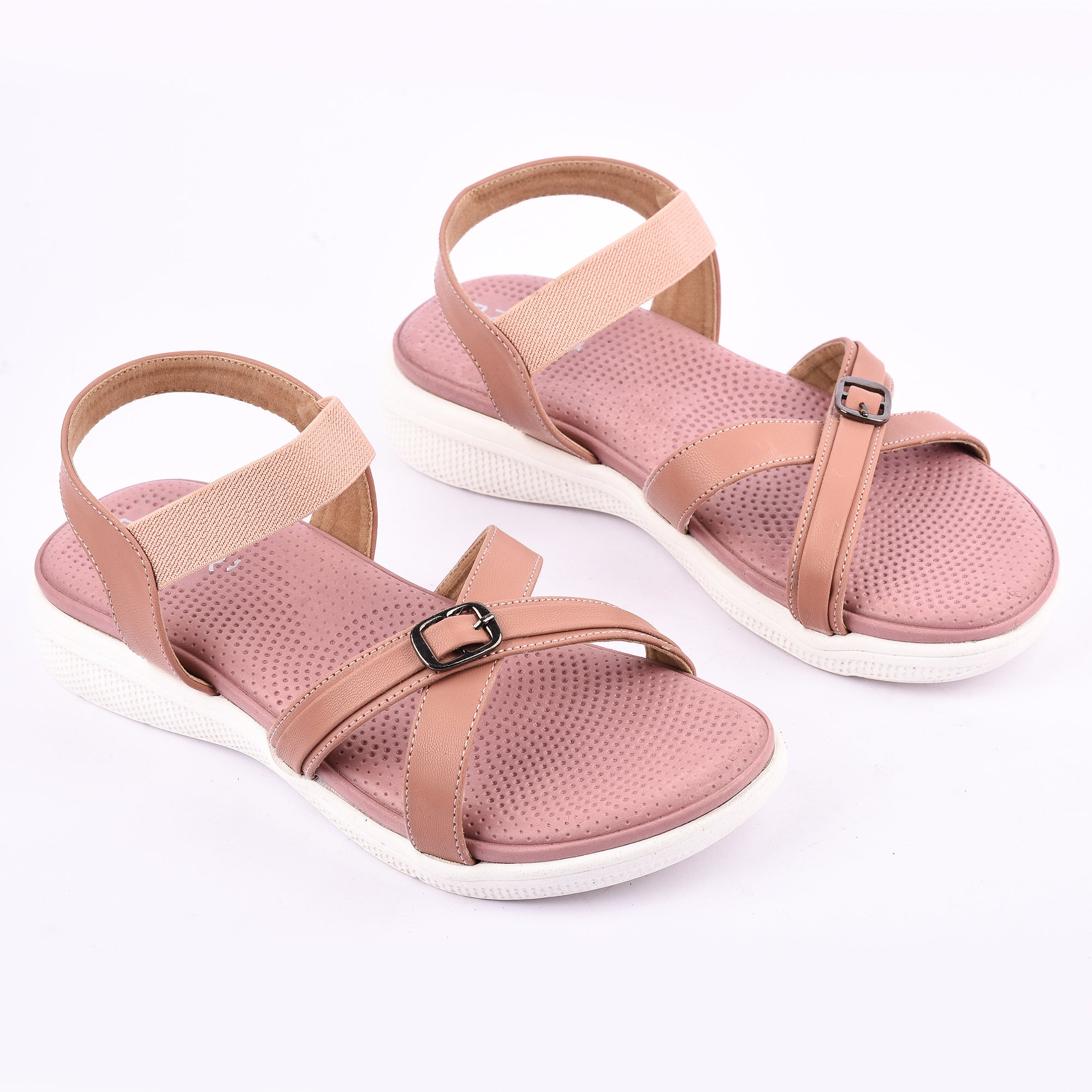 Women’s Casual Comfort Sandals with Elastic Strap and Buckle Detail