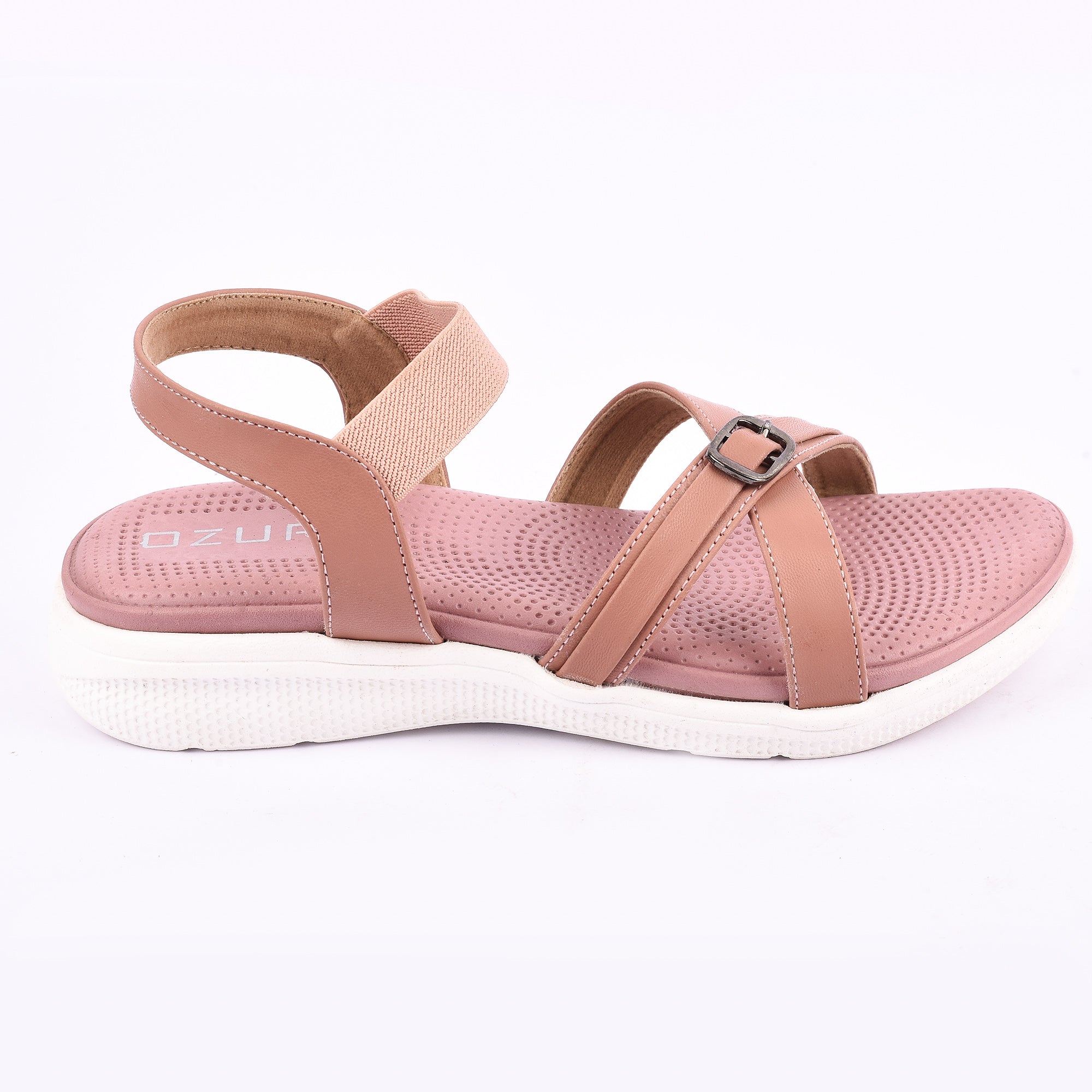 Women’s Casual Comfort Sandals with Elastic Strap and Buckle Detail