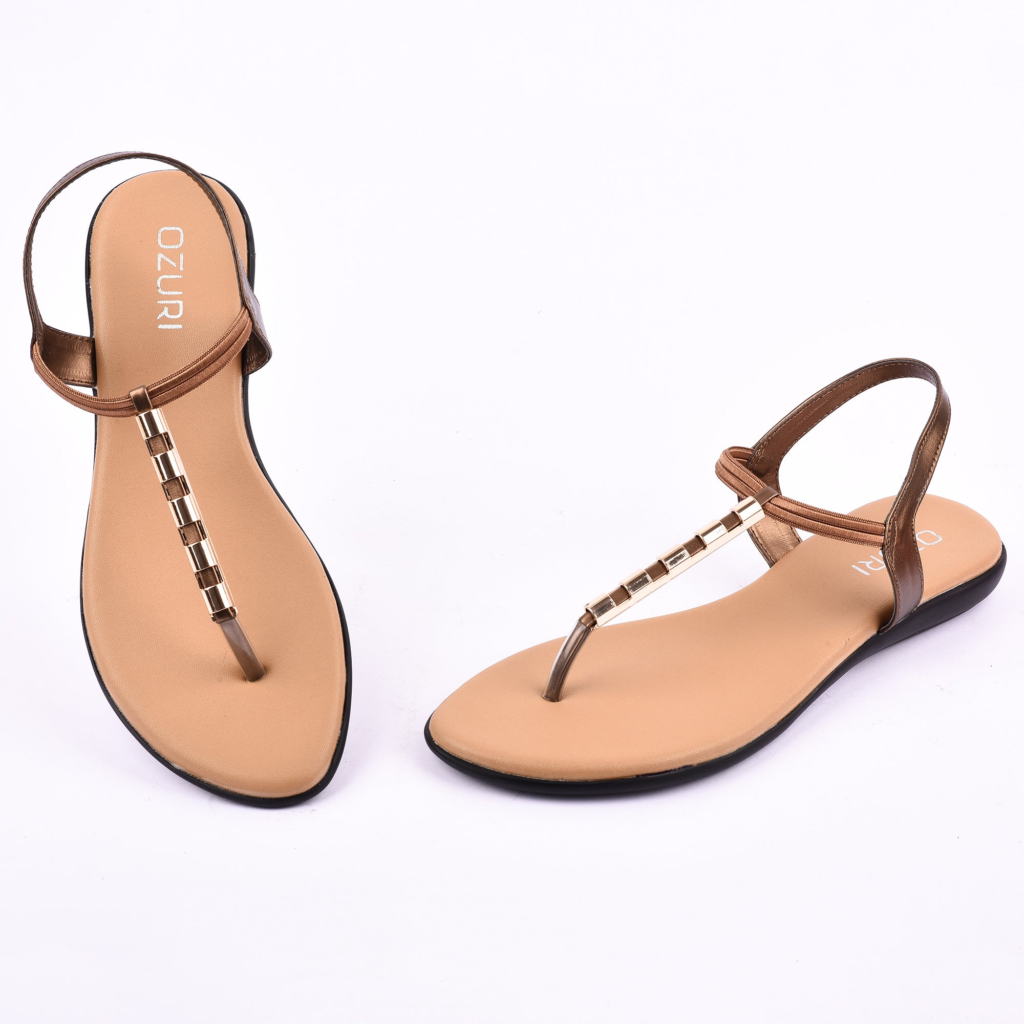 Elegant Elastic Strap Flat Sandal with Metallic Detailing