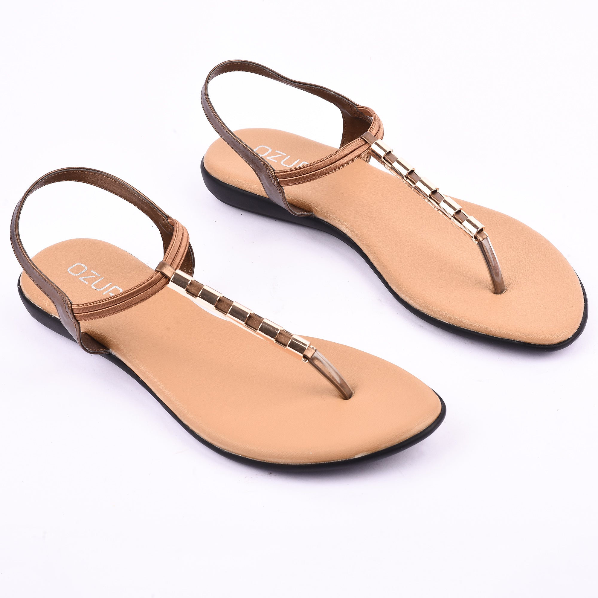 Elegant Elastic Strap Flat Sandal with Metallic Detailing