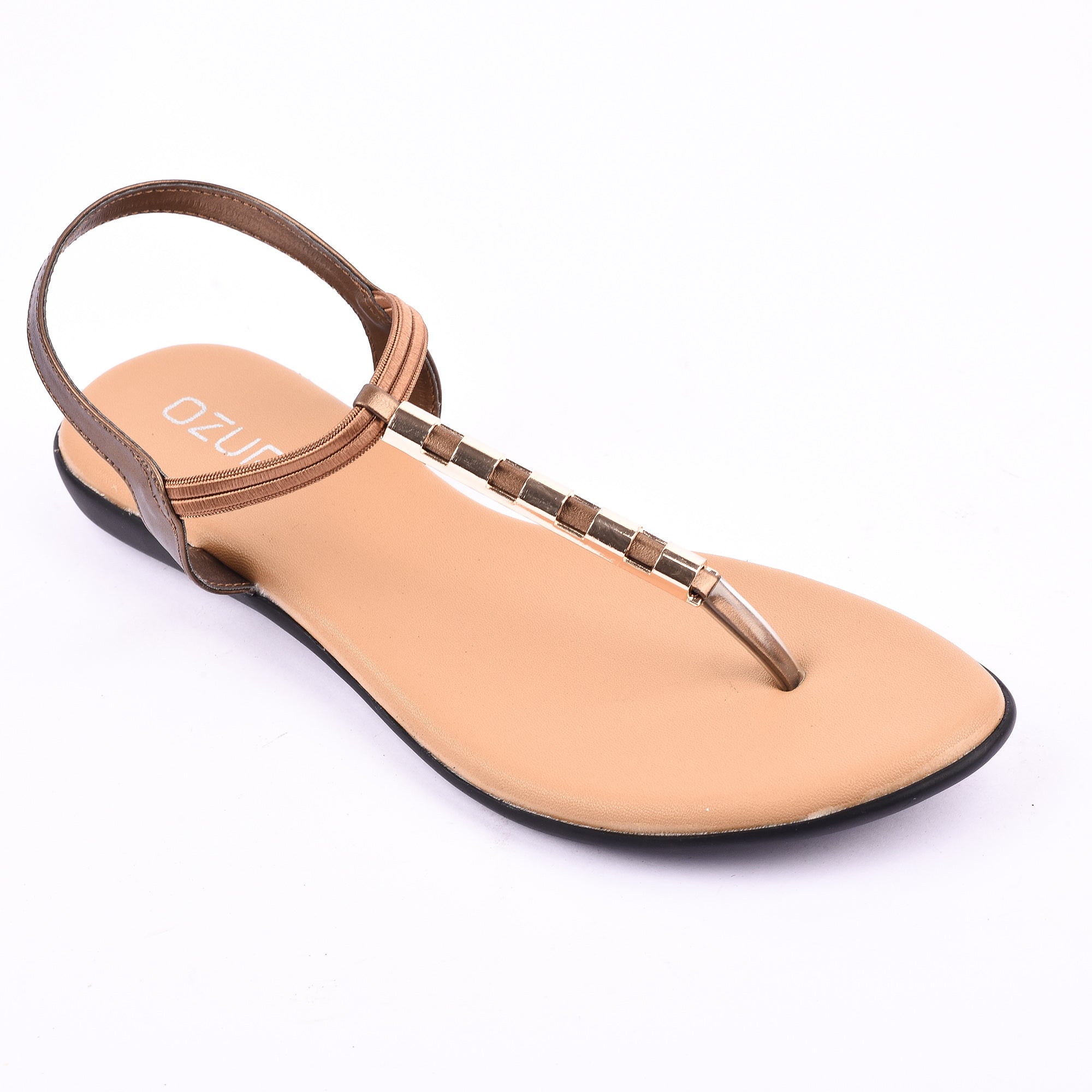 Elegant Elastic Strap Flat Sandal with Metallic Detailing