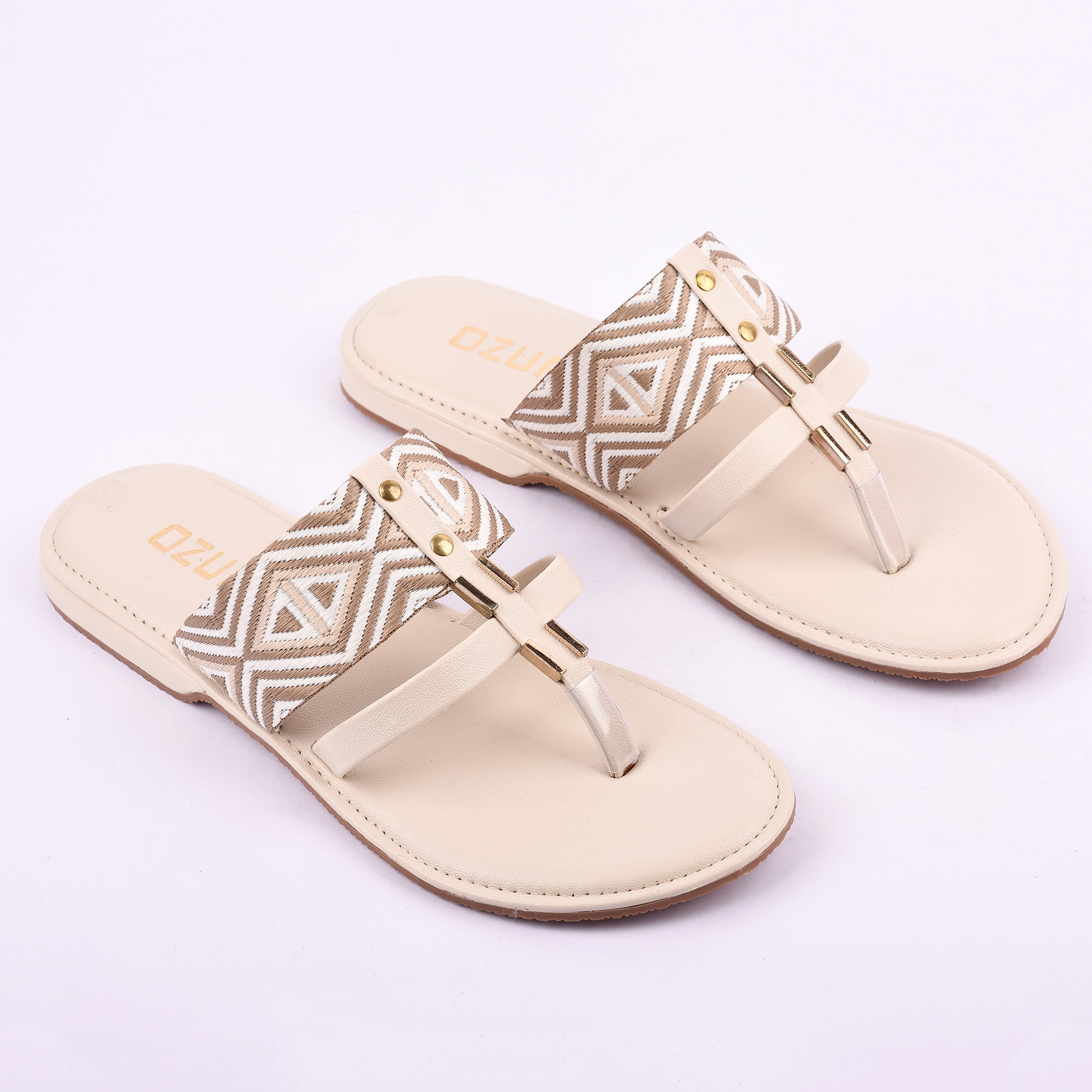 OZURI Women’s Ethnic Embroidered Flats – Stylish & Comfortable Daily Wear Sandals(10603)