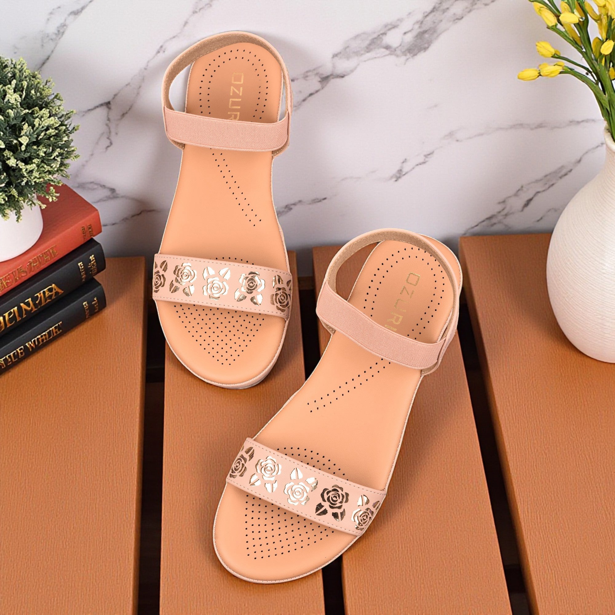 Floral Cutwork Wedge Sandal with Comfort Strap