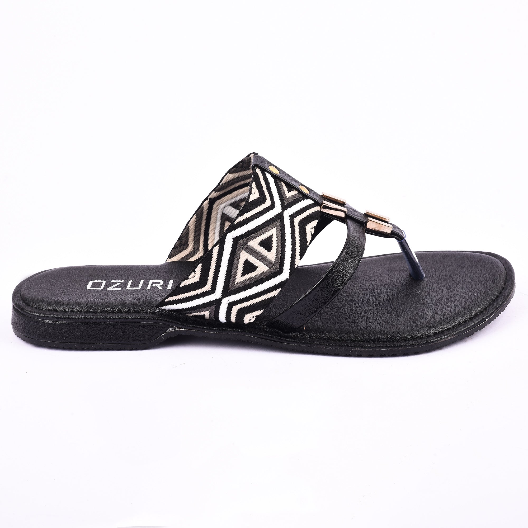 OZURI Women’s Ethnic Embroidered Flats – Stylish & Comfortable Daily Wear Sandals(10603)