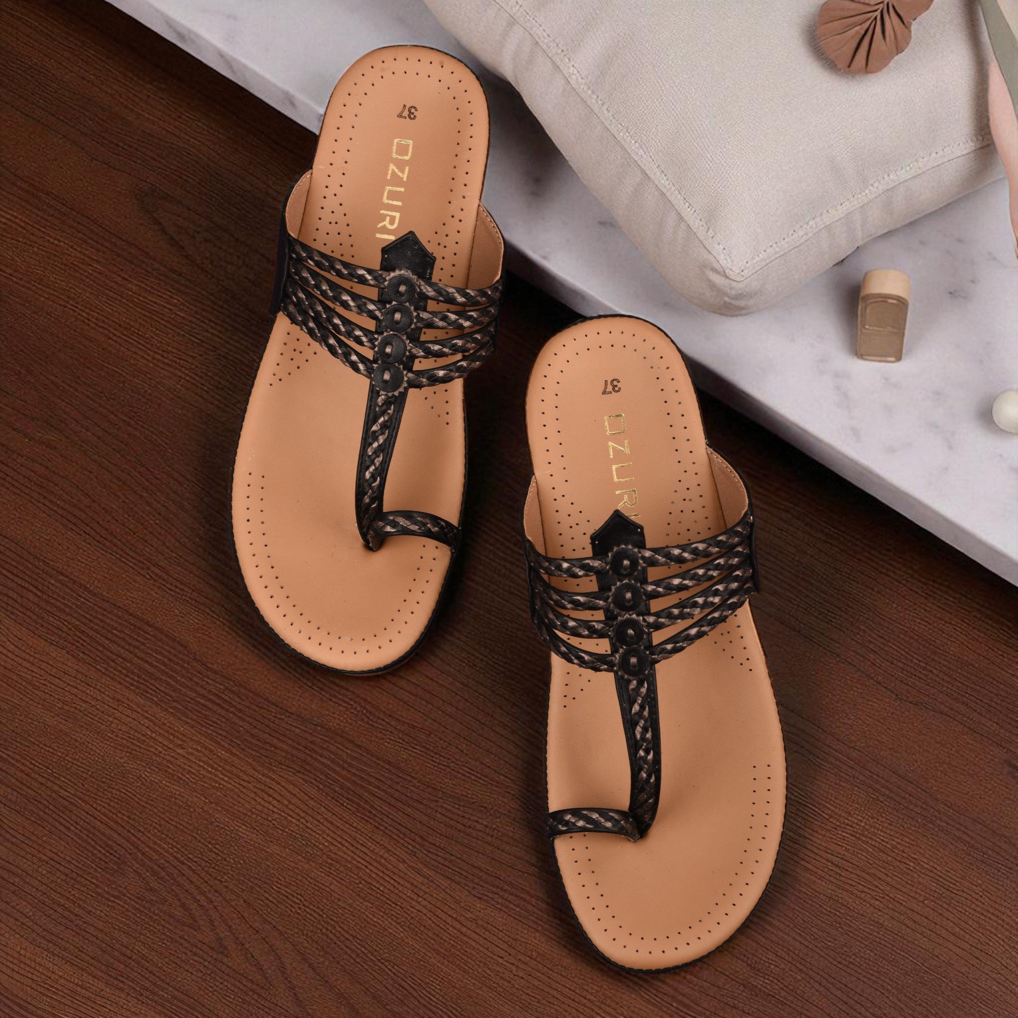 Women's Ethnic Style Comfort Sandals – Braided Strap Slip-On Flats(10521)