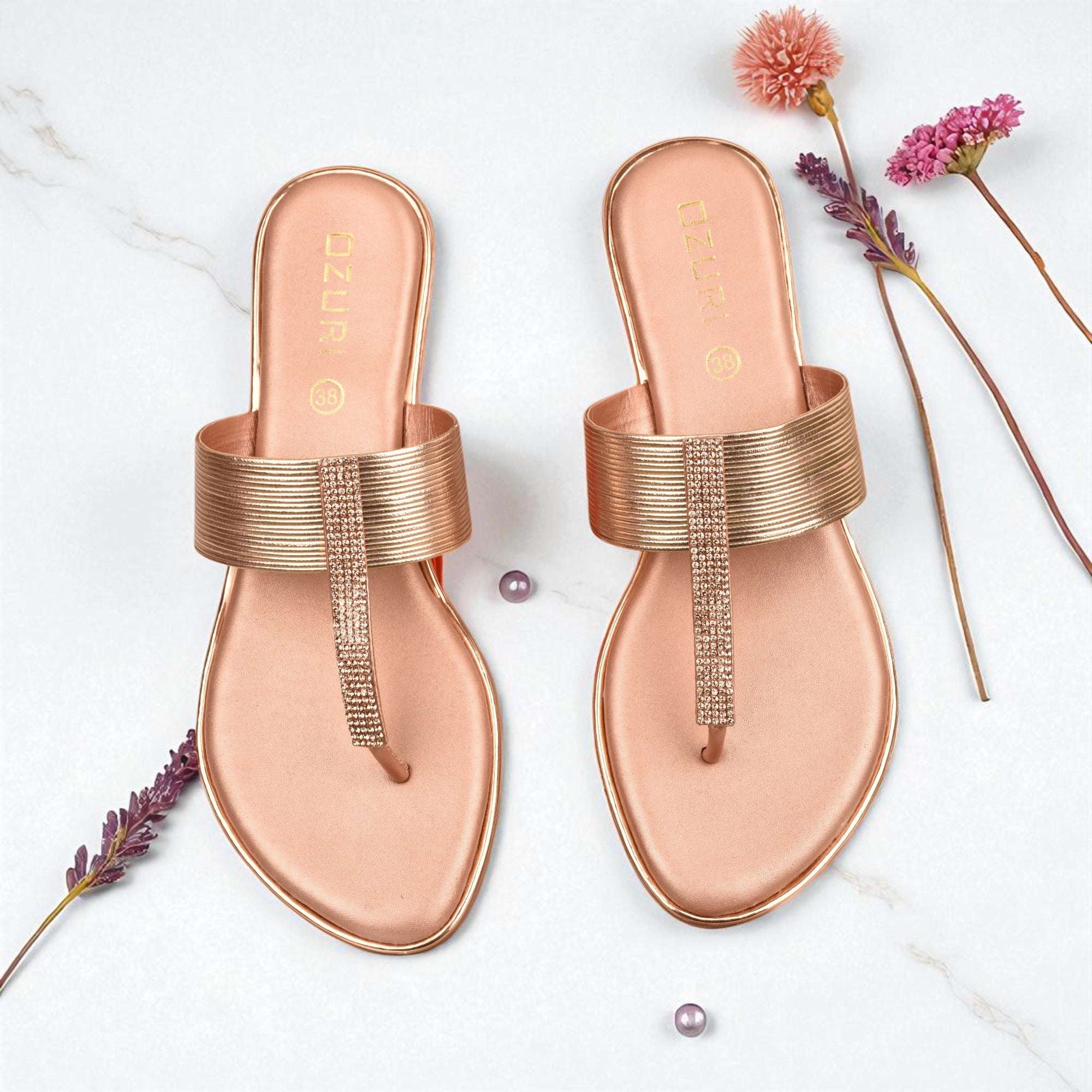 Elegant Slip-On Toe Ring Sandals with Textured Strap