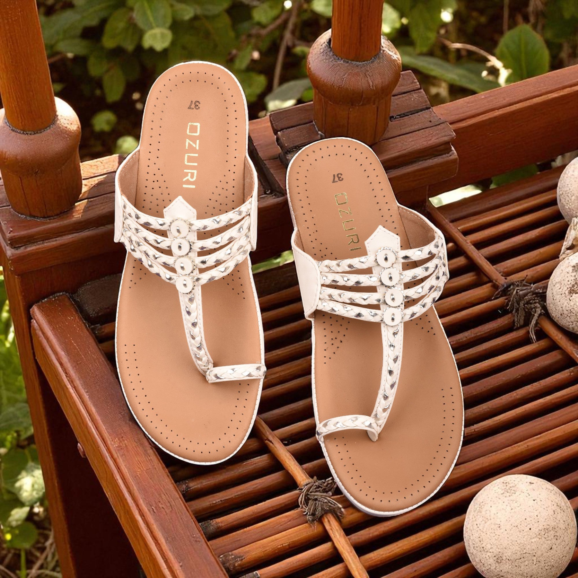 Women's Ethnic Style Comfort Sandals – Braided Strap Slip-On Flats(10521)
