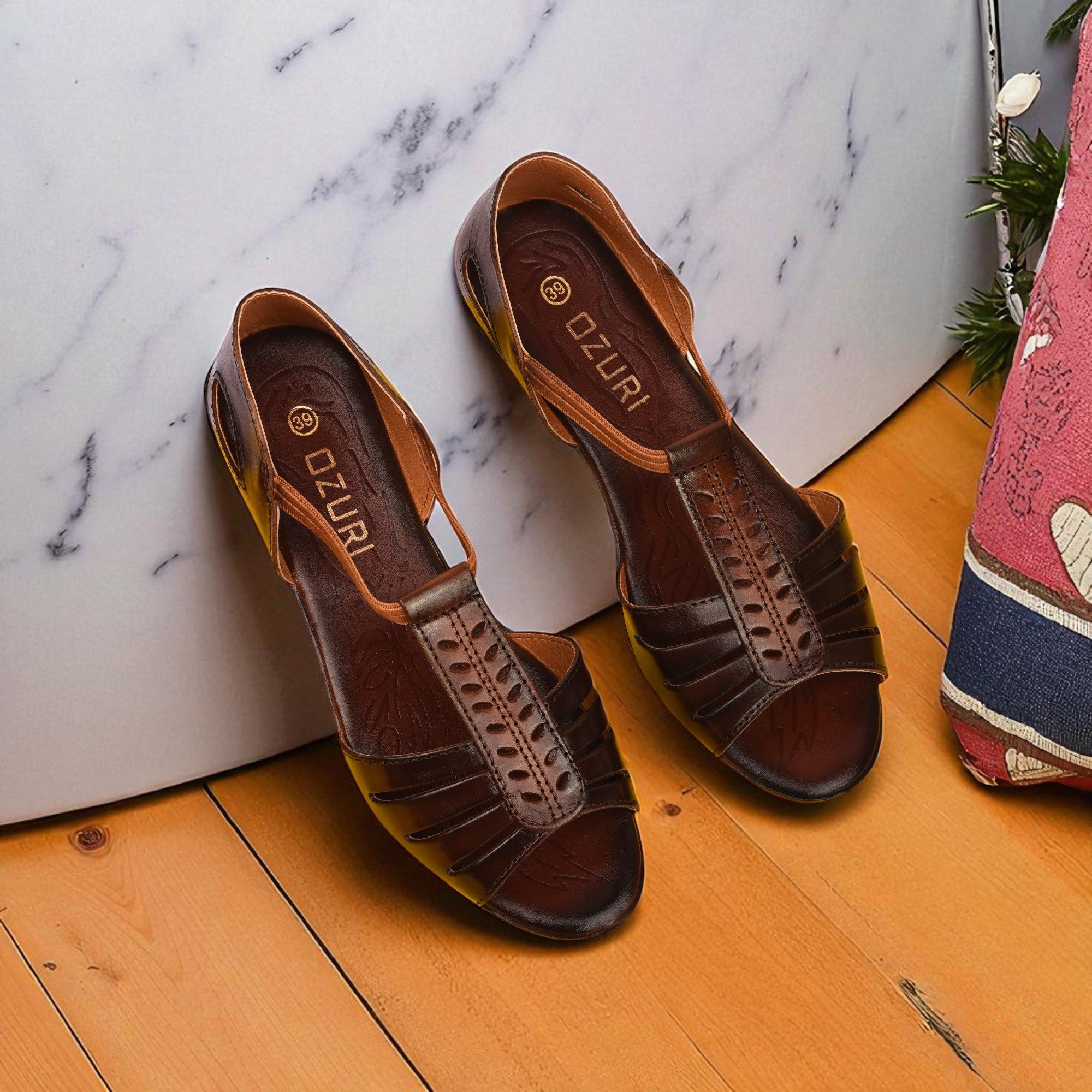 Ozuri Women’s Comfort Leatherette Flat Sandals