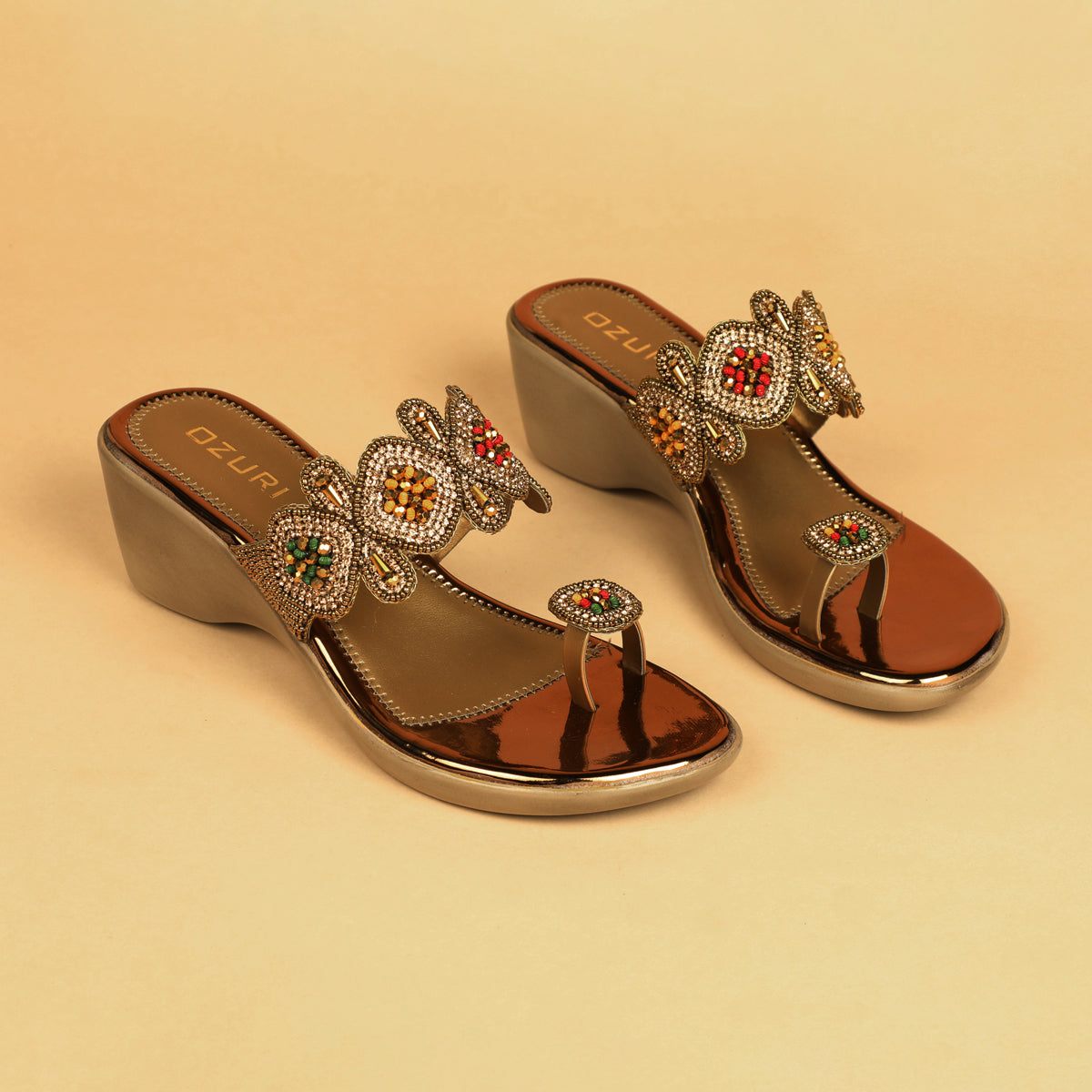 Aarohi Embellished Toe Ring Wedges