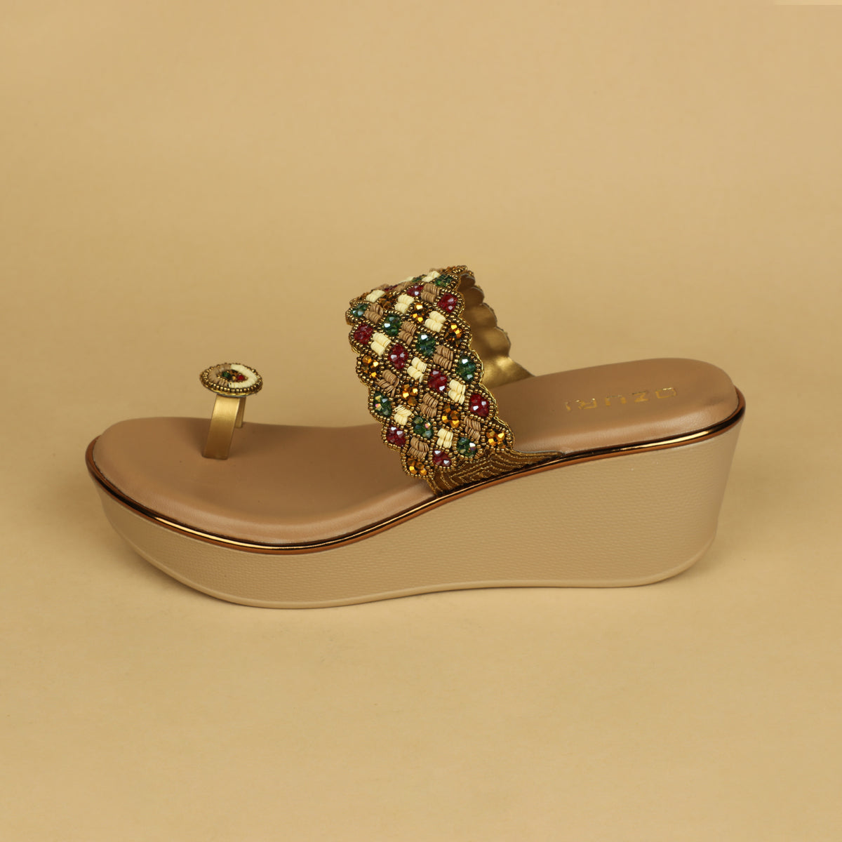 Vaani Embellished Toe Ring Wedges