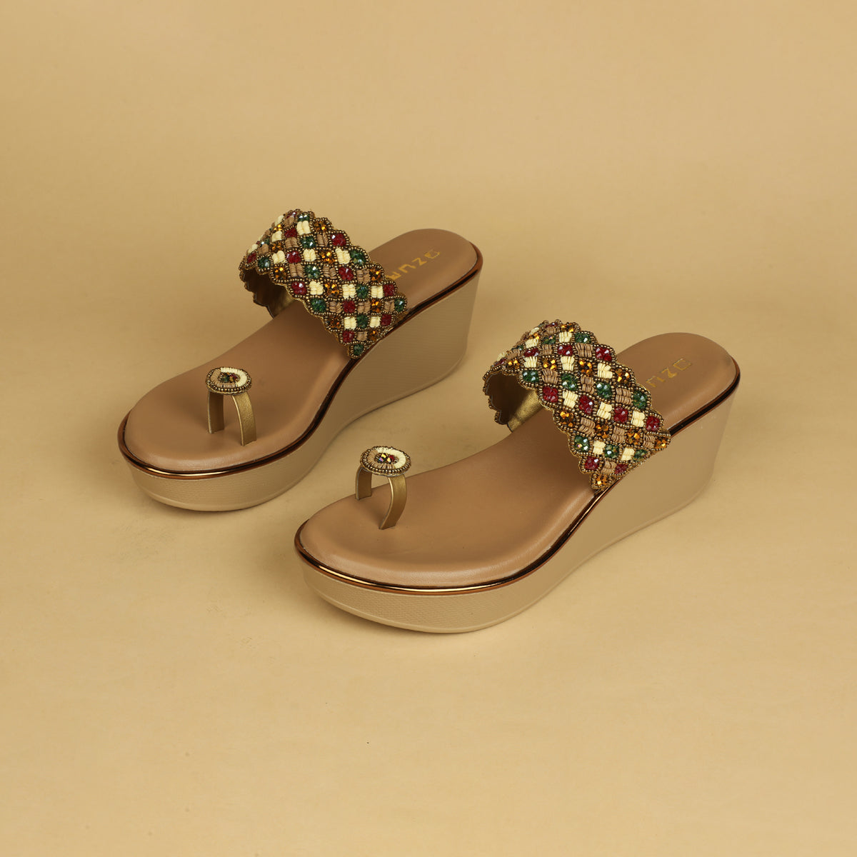 Vaani Embellished Toe Ring Wedges