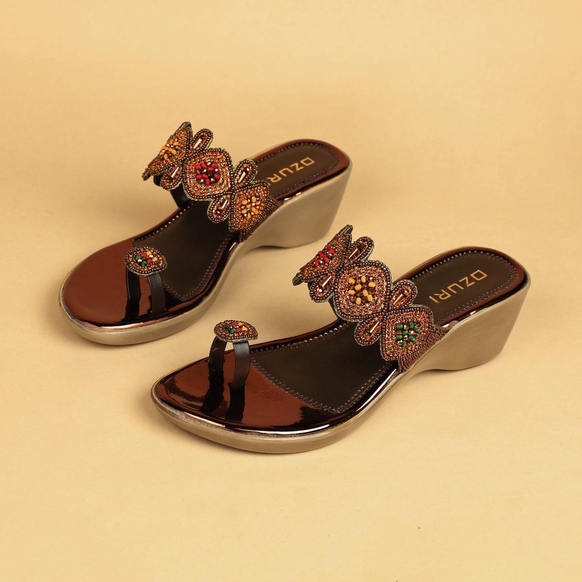 Aarohi Embellished Toe Ring Wedges