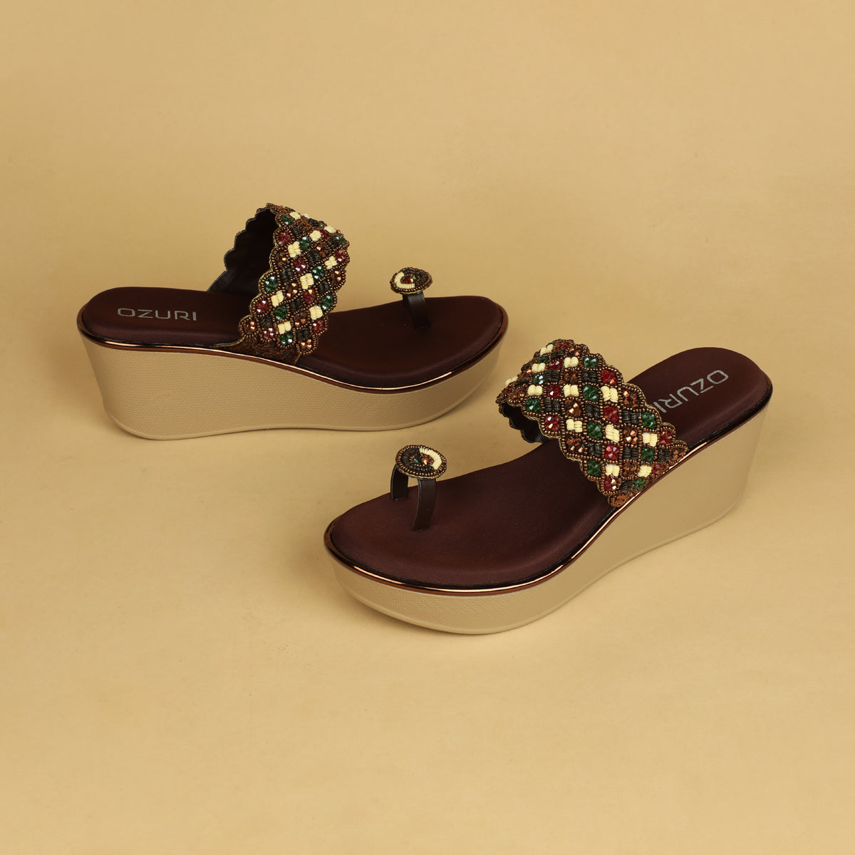 Maahi  Embellished Toe Ring Wedges