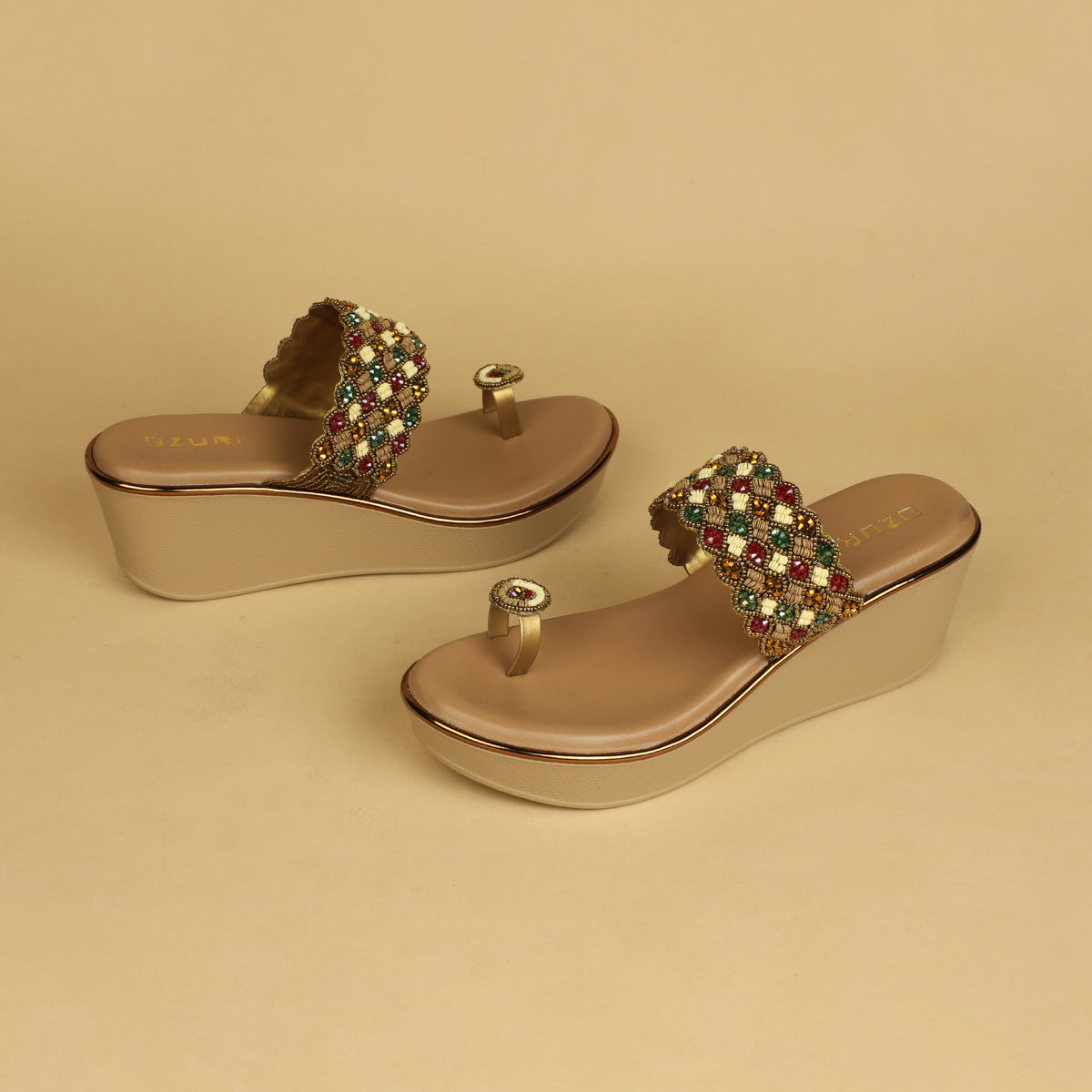 Vaani Embellished Toe Ring Wedges