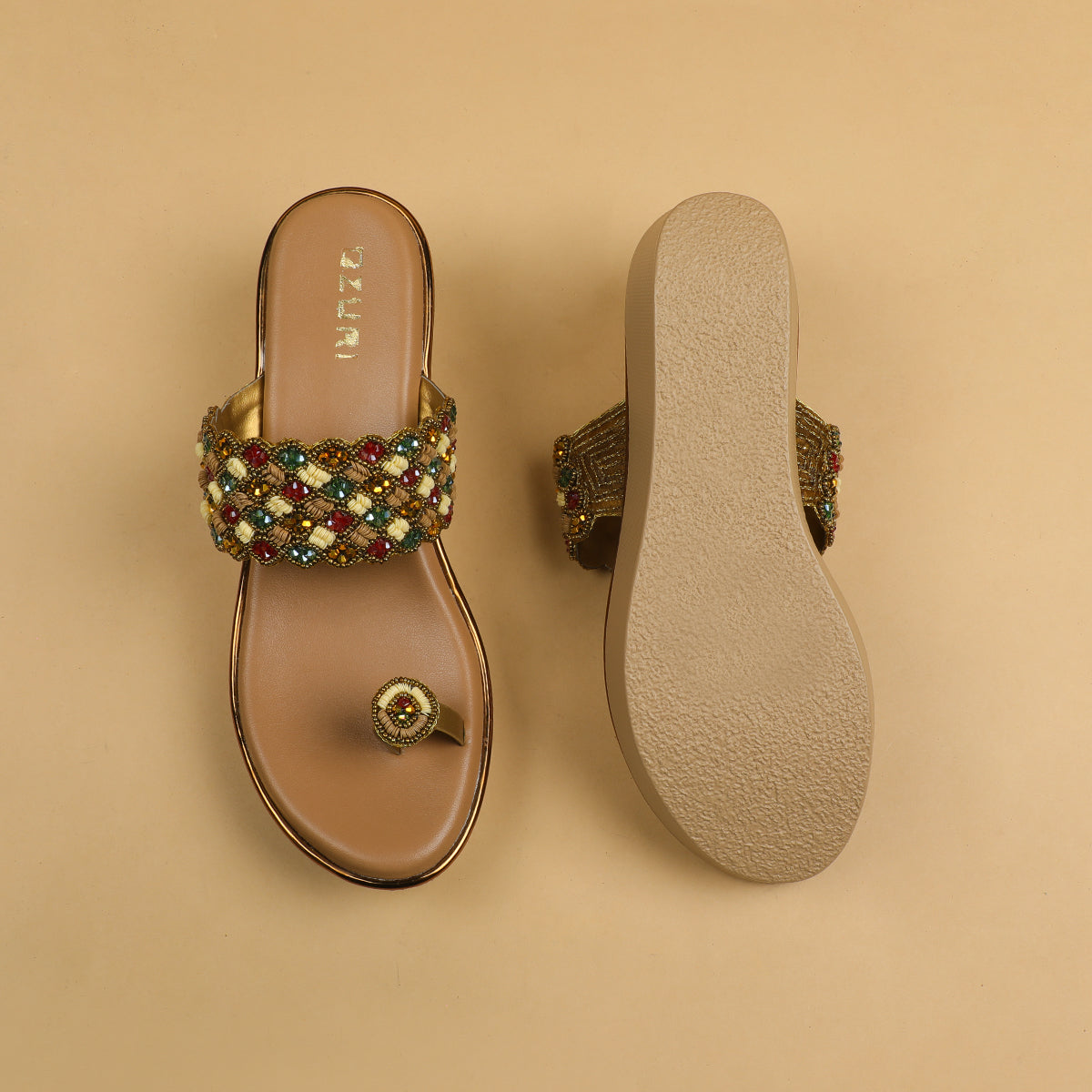 Vaani Embellished Toe Ring Wedges