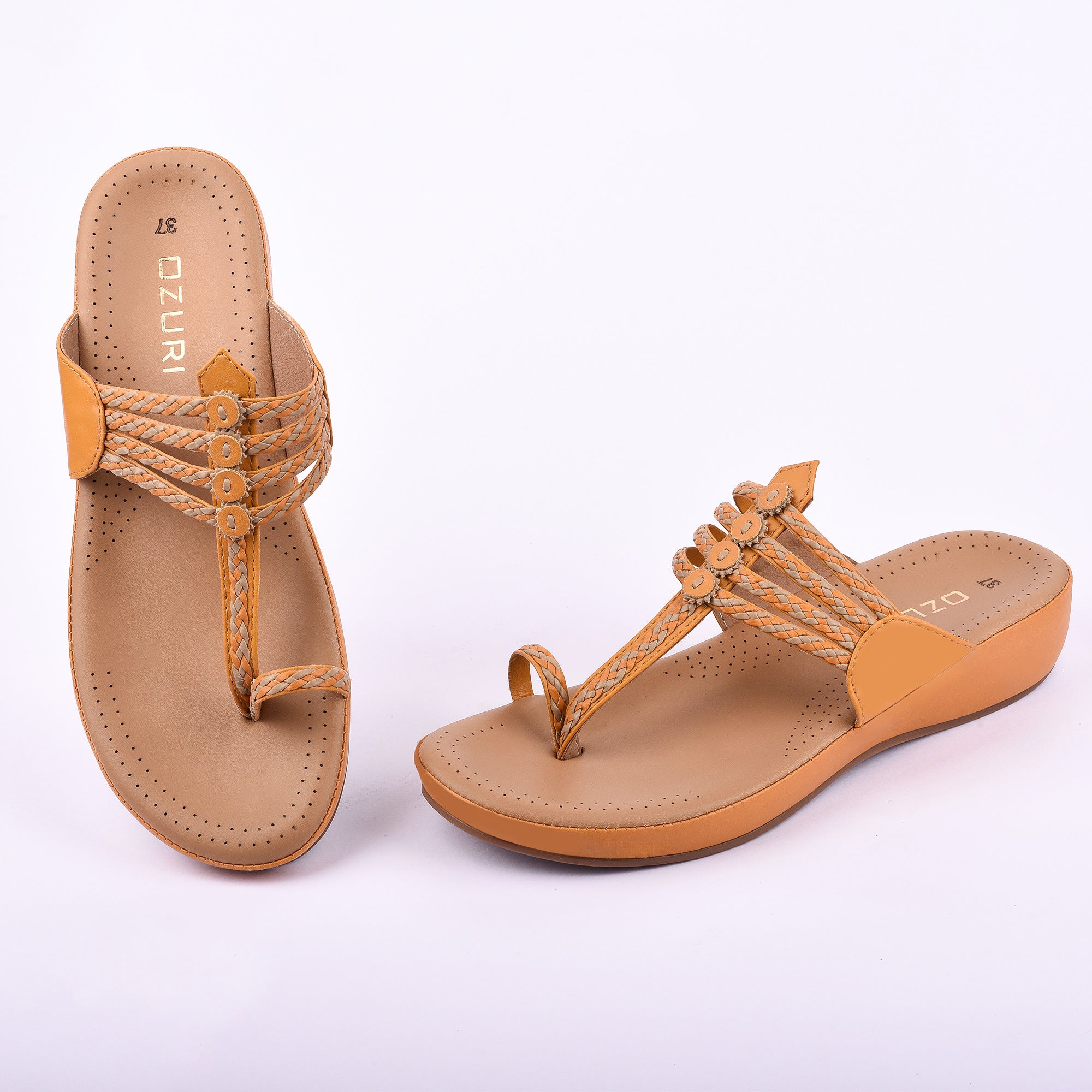 Women's Ethnic Style Comfort Sandals – Braided Strap Slip-On Flats(10521)
