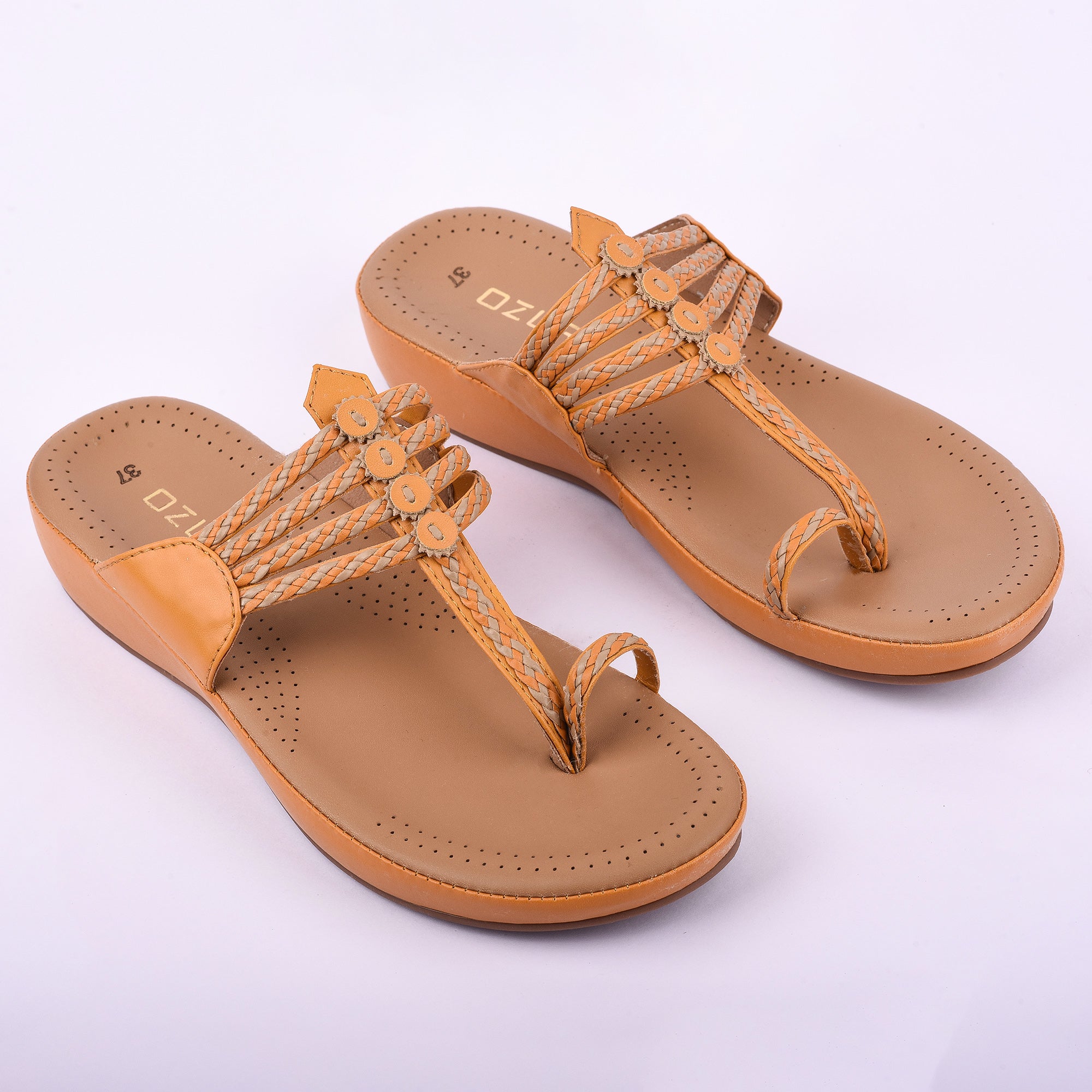 Women's Ethnic Style Comfort Sandals – Braided Strap Slip-On Flats(10521)