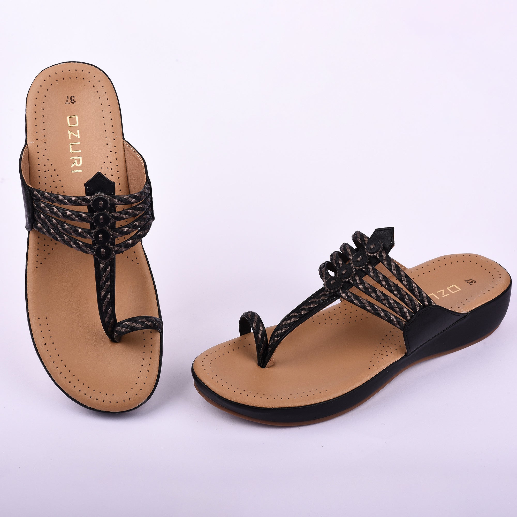 Women's Ethnic Style Comfort Sandals – Braided Strap Slip-On Flats(10521)