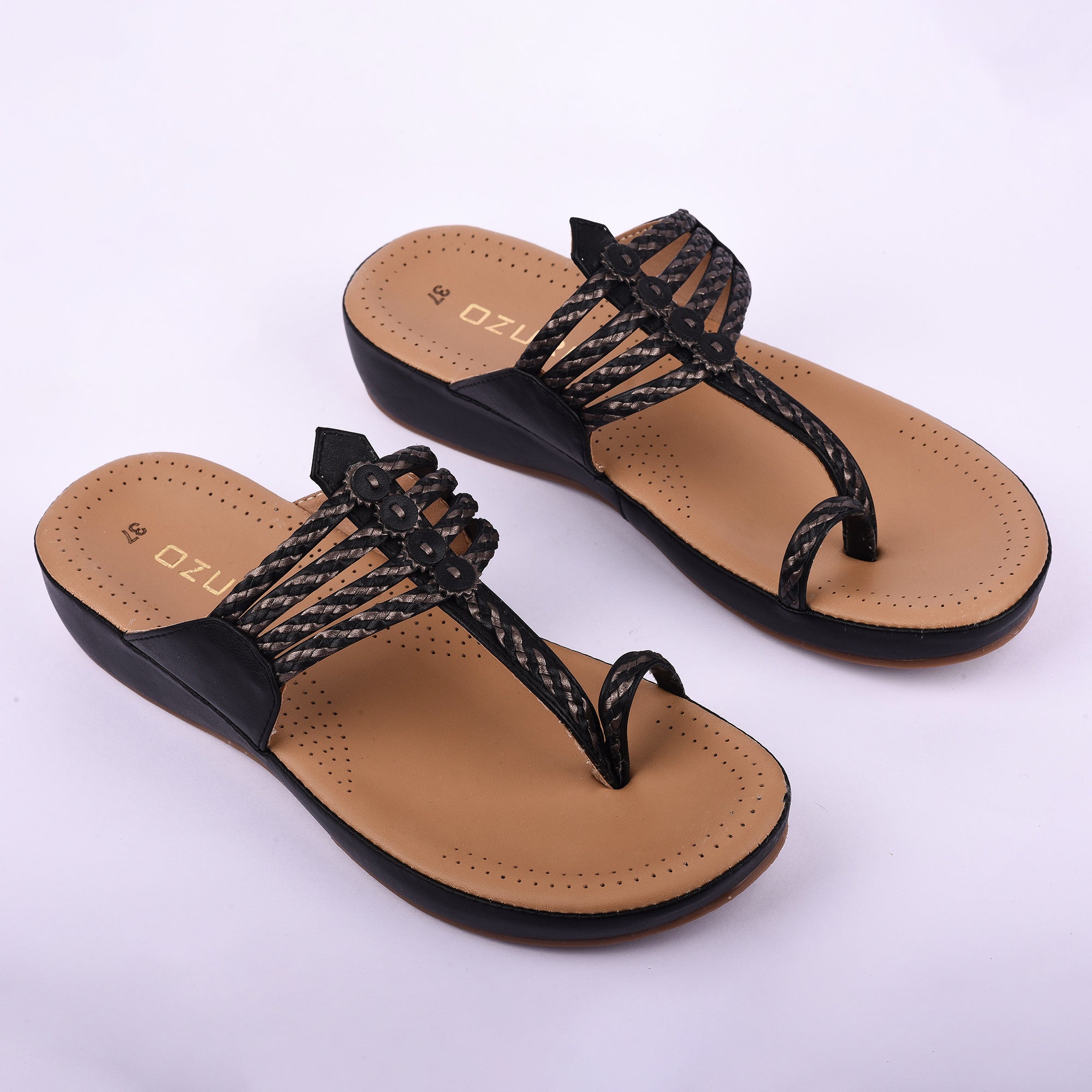 Women's Ethnic Style Comfort Sandals – Braided Strap Slip-On Flats(10521)