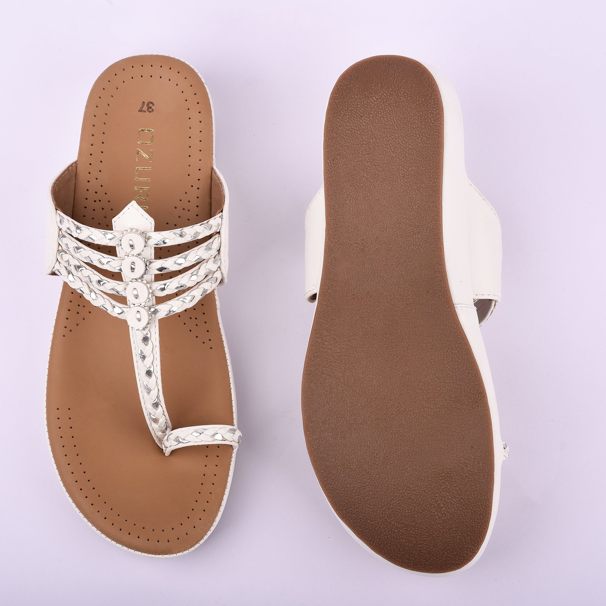 Women's Ethnic Style Comfort Sandals – Braided Strap Slip-On Flats(10521)