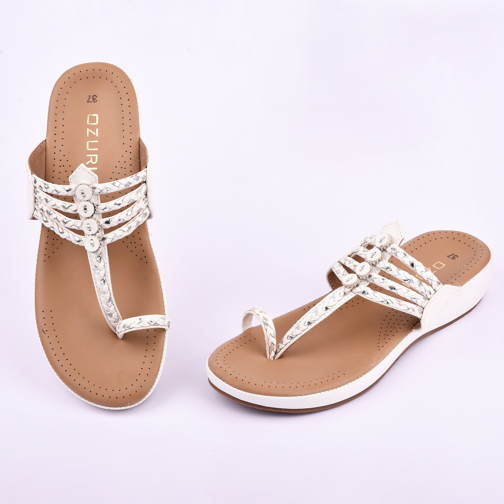 Women's Ethnic Style Comfort Sandals – Braided Strap Slip-On Flats(10521)