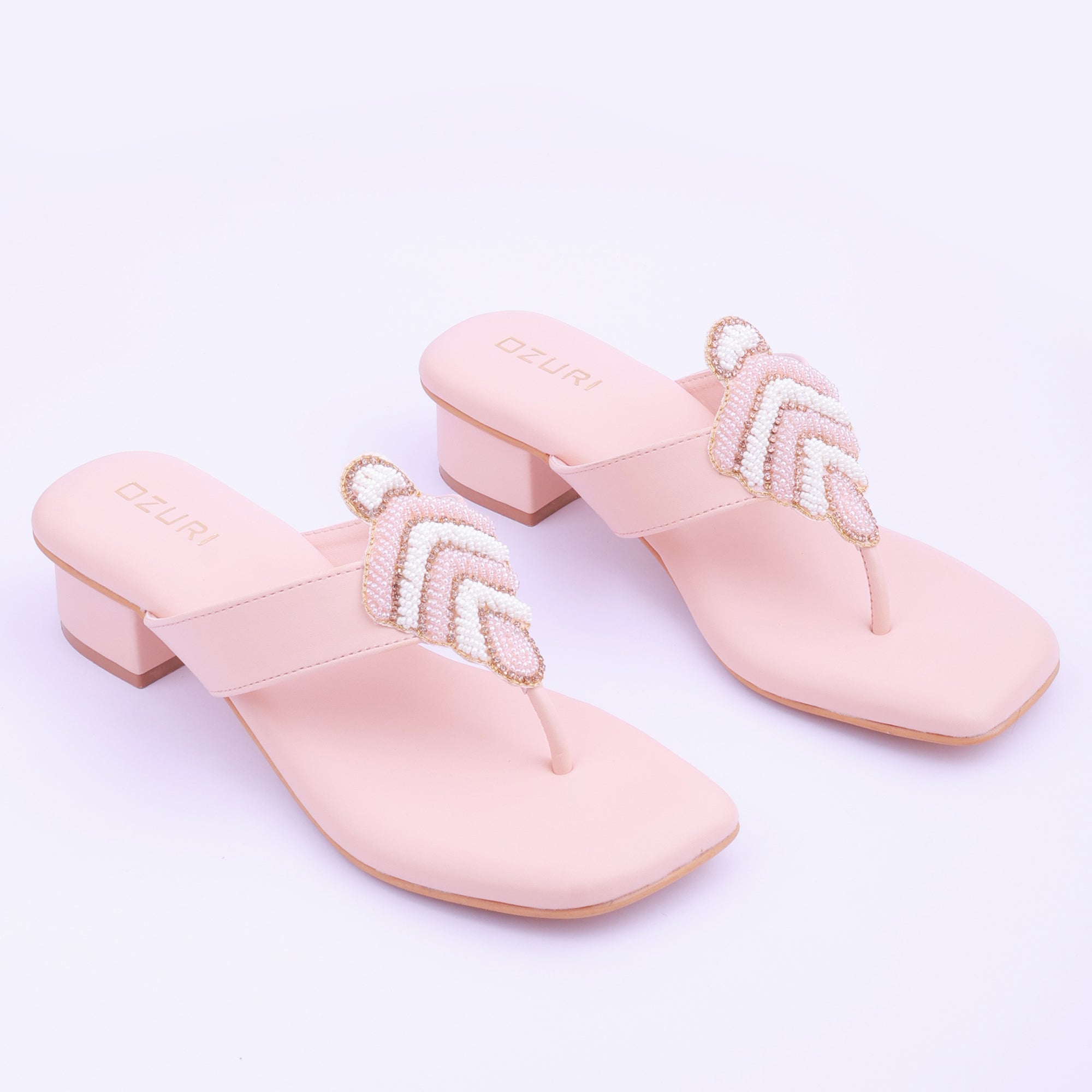 Embellished Toe Ring Block Heel Sandals for Women