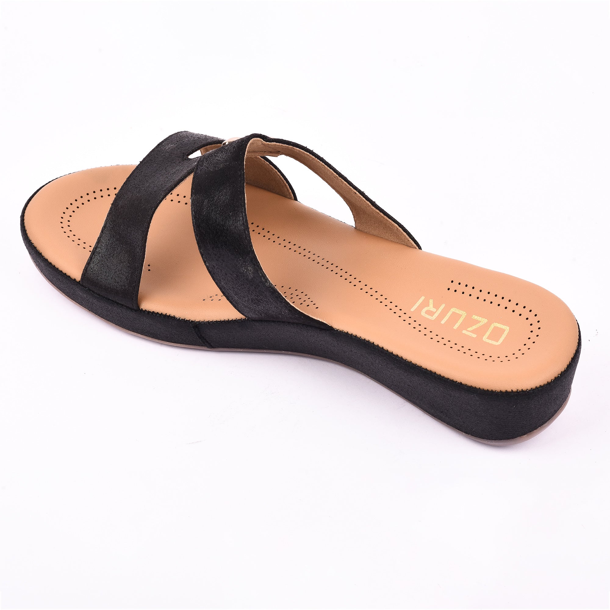 Women's Brown Cross-Strap Wedge Sandals with Gold Stud Accents