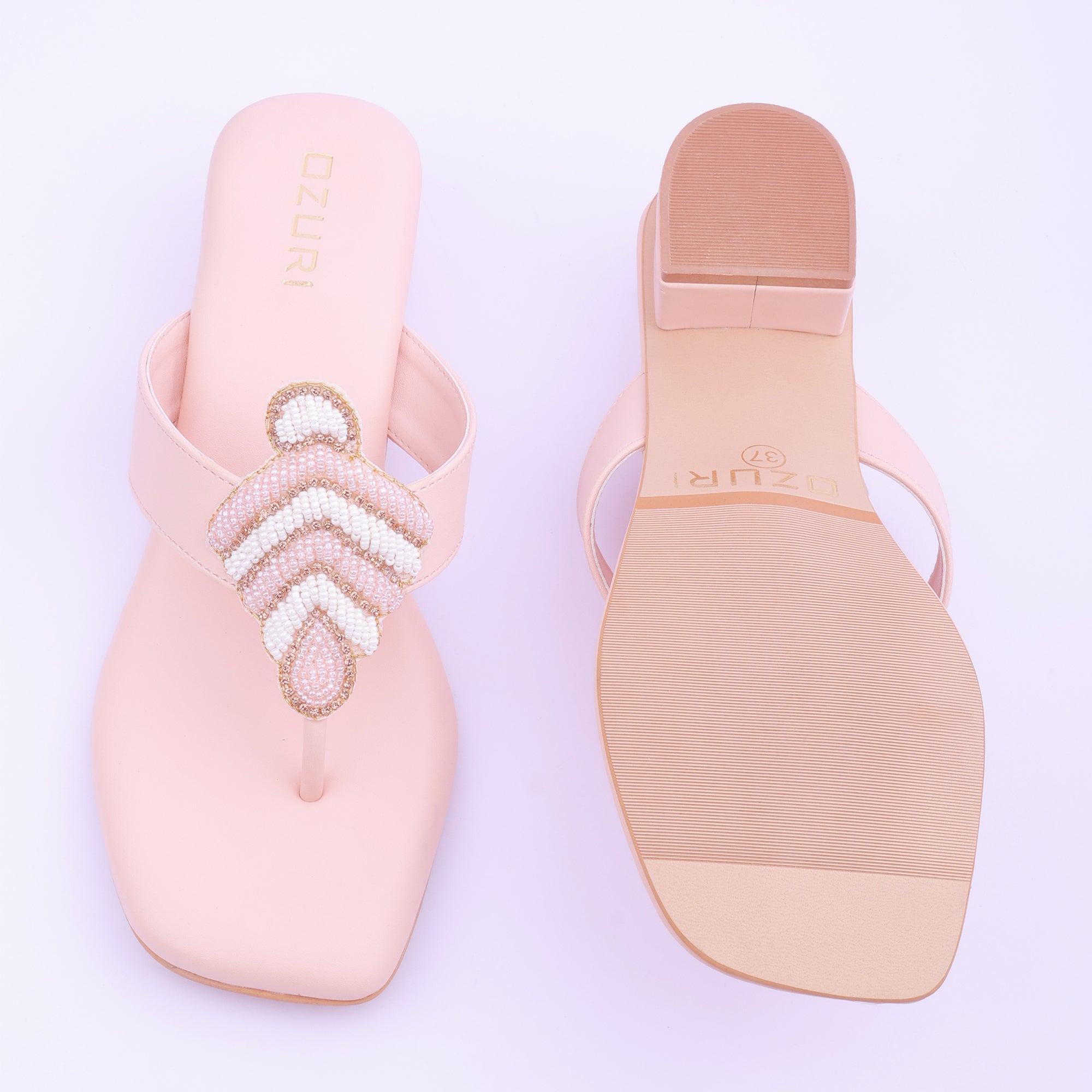 Embellished Toe Ring Block Heel Sandals for Women