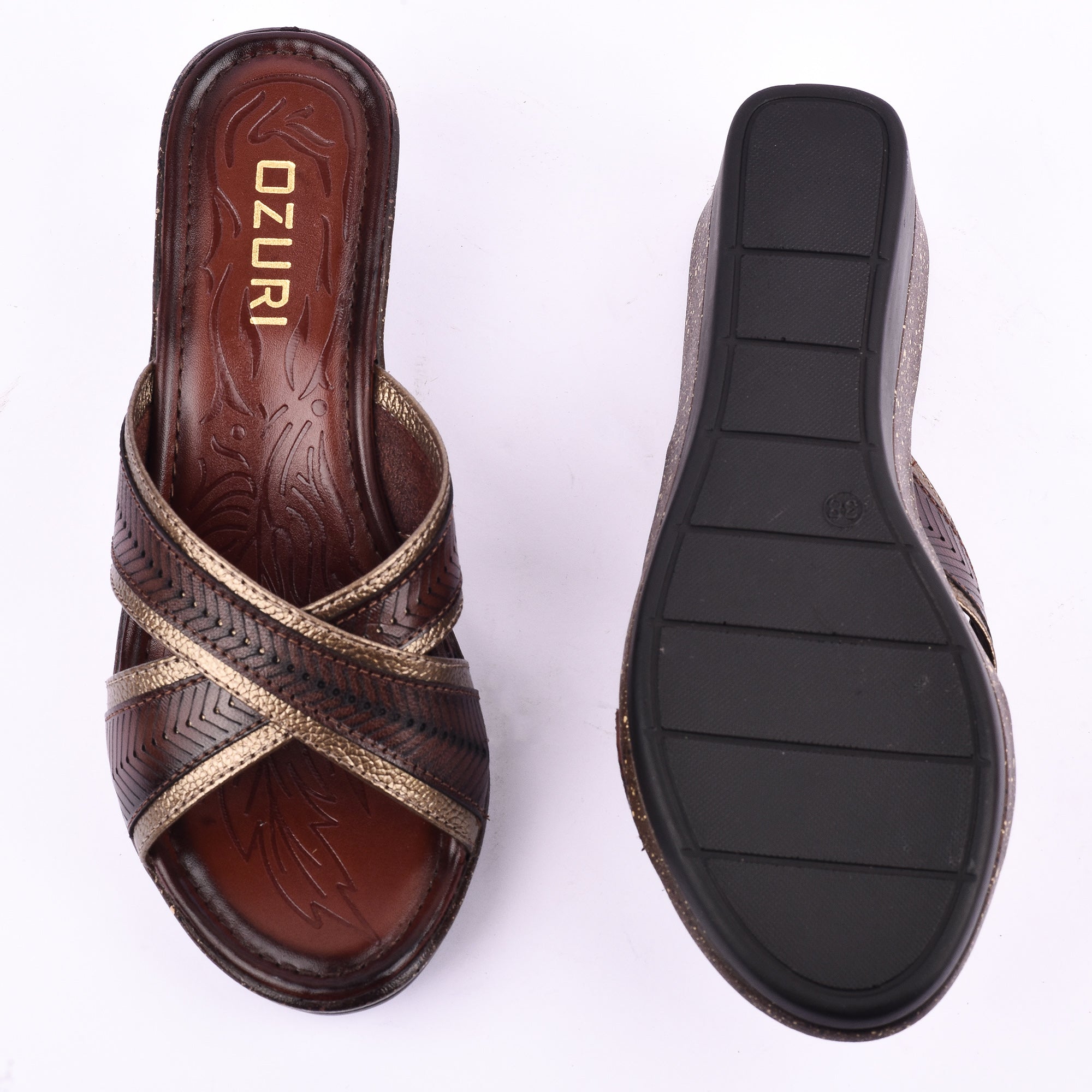 Ozuri Women’s Cross Strap Wedge Slip-On Sandals